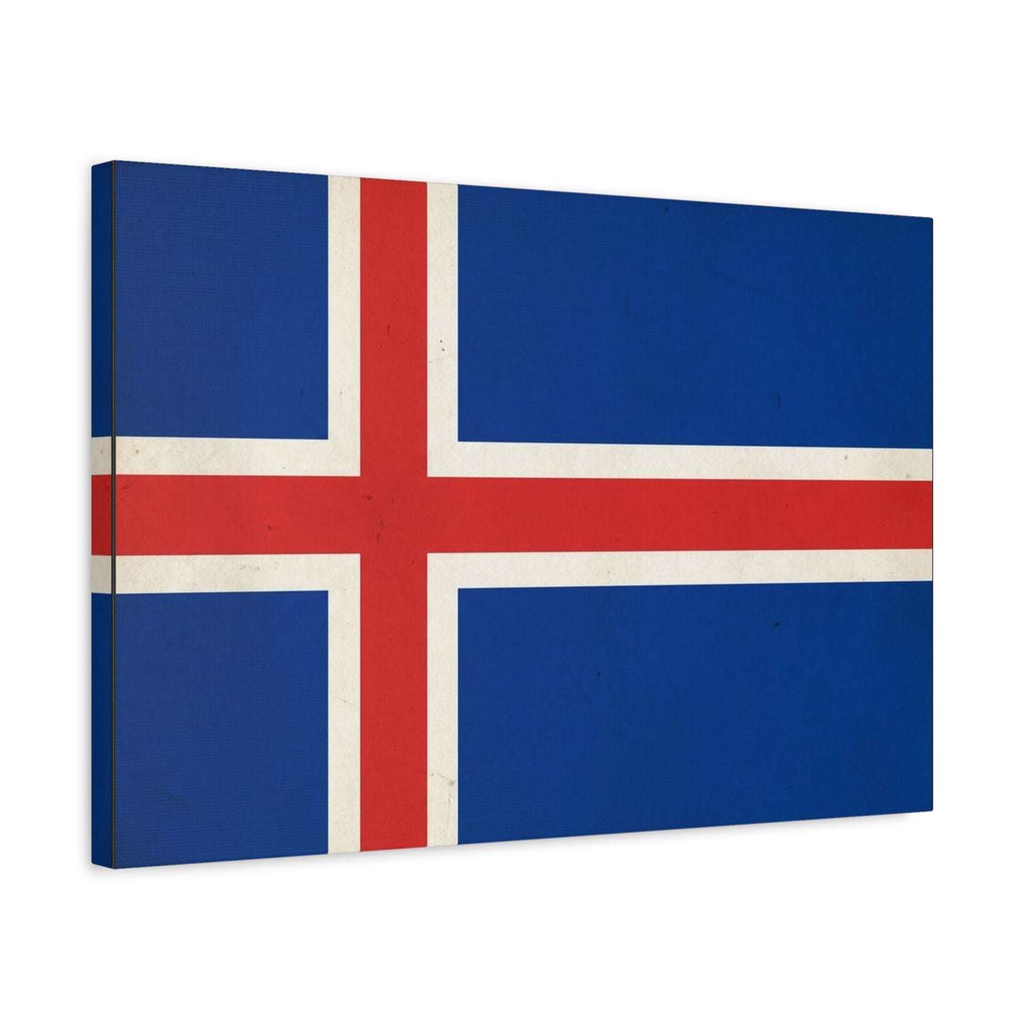 Iceland Flag Canvas Wall Art - Nordic National Banner Print, Blue Red White Cross Design - Vintage Style, Patriotic Wall Decor - Living Room Home Decoration, Office Art - Bedroom Home Decoration