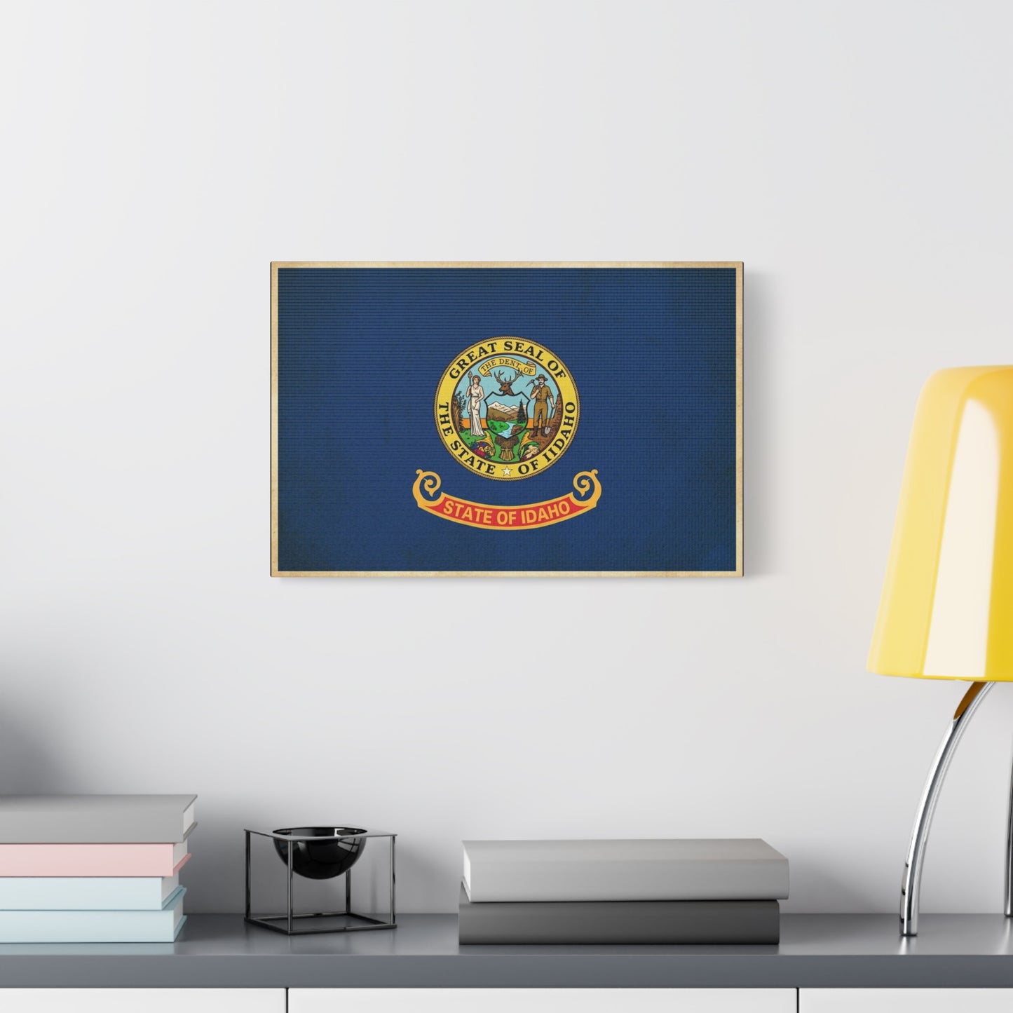 "Great Seal Of The State Of Idaho" Idaho Flag Canvas Wall Art - Blue State Pride Decor, Vintage Government Emblem Print - Traditional Patriotic Style - Living Room Office Wall Decor - Ready to Hang