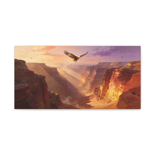 Bald Eagle Canyon Canvas Wall Art - Desert Sunset Cliffs, Golden Light - Matte Cotton Print, Contemporary Landscape - Living Room Wall Decor, Office Art, Entryway Decoration - Bedroom Home Decoration