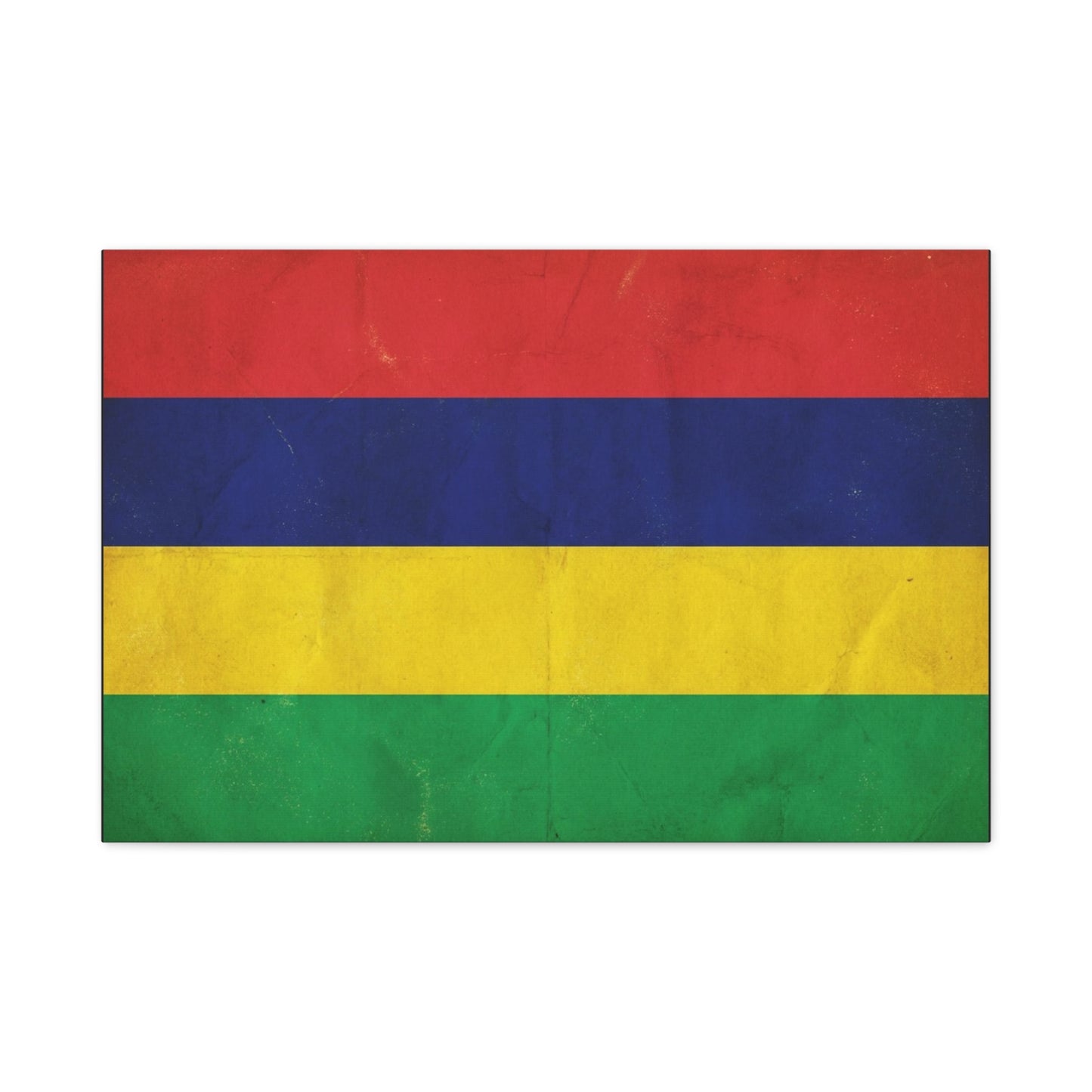 Mauritius Flag Canvas Wall Art - Vintage Country Pride Decor, Colorful Tricolor Banner Print - Traditional Style, Living Room Wall Decor, Bedroom Home Decoration - Ready to Hang - Ready to Hang