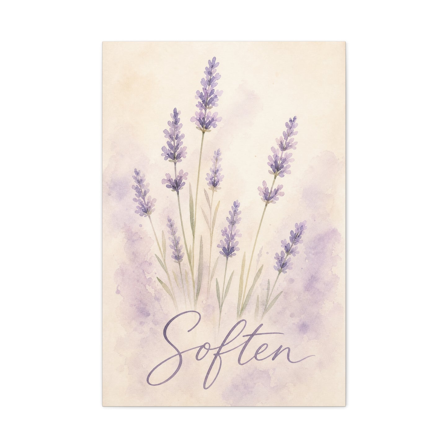 "Soften" Lavender Watercolor Canvas Wall Art - Botanical Floral Purple Wall Decor - Soft Pastel Home Decoration - Bedroom Bathroom Accent - Bedroom Home Decoration - Modern Farmhouse Style