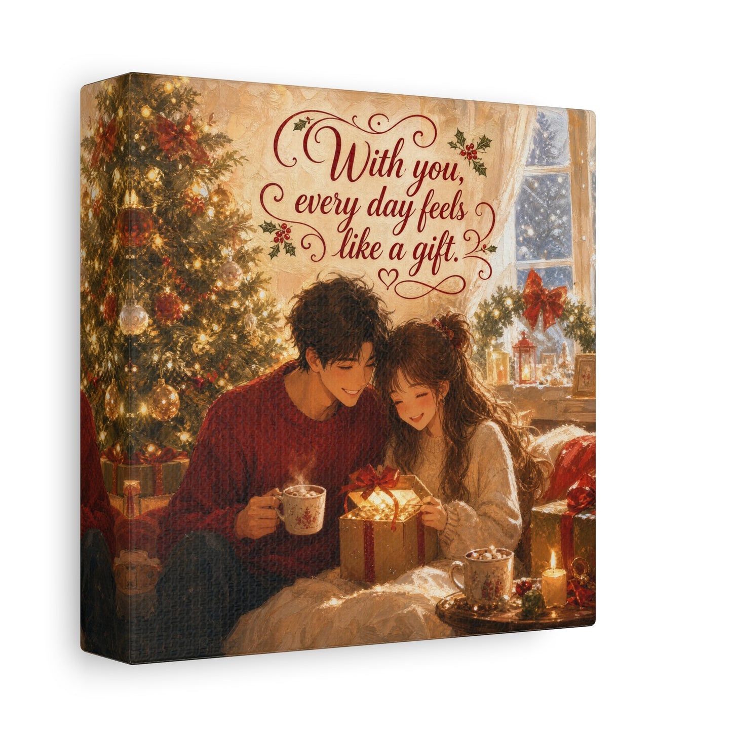 "With You" - Warm Golden Winter Decor - Traditional Quote Print For Bedroom, Living Room - Office Wall Art
