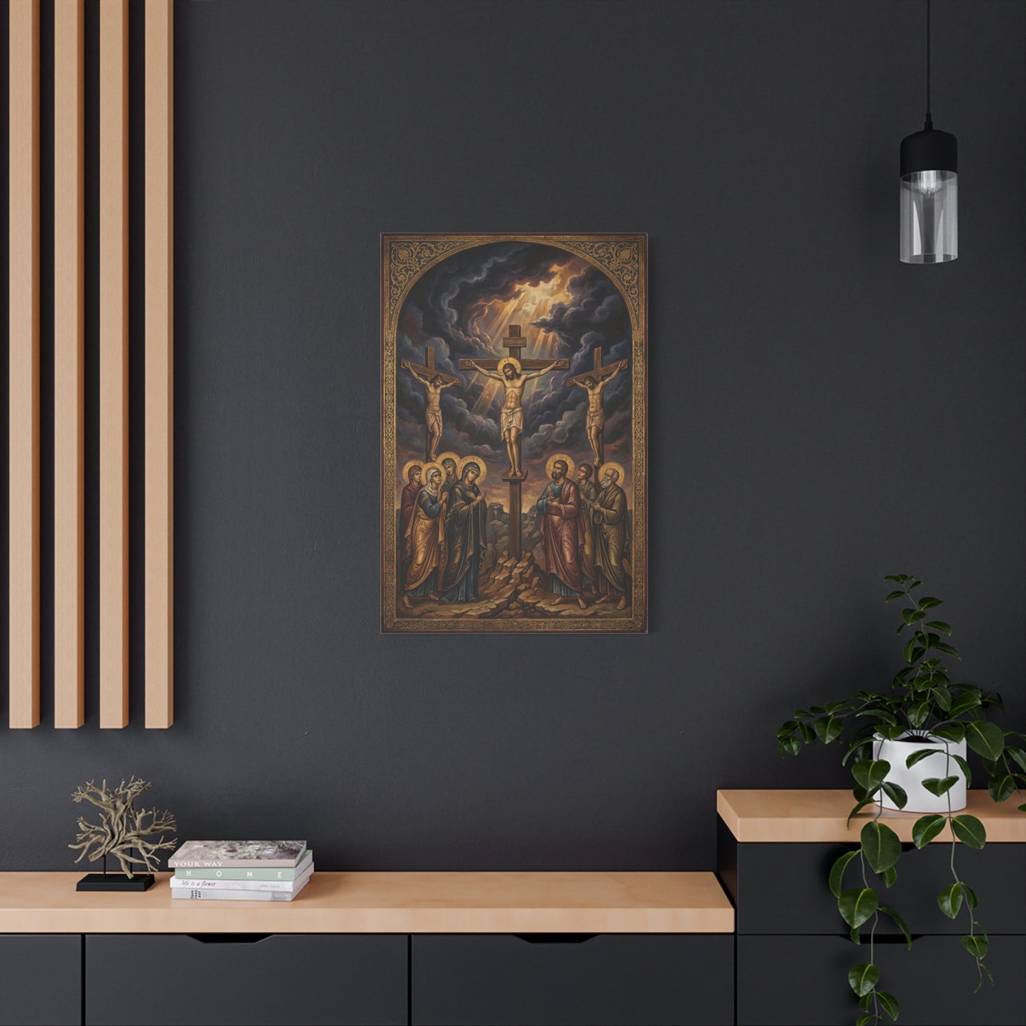 Jesus Christ Crucifixion Canvas Wall Art - Golgotha Religious Icon Painting, Sacred Cross Scene, Traditional Christian Decor - Living Room Wall Decor, Bedroom Home Decoration - Bedroom Home Decoration