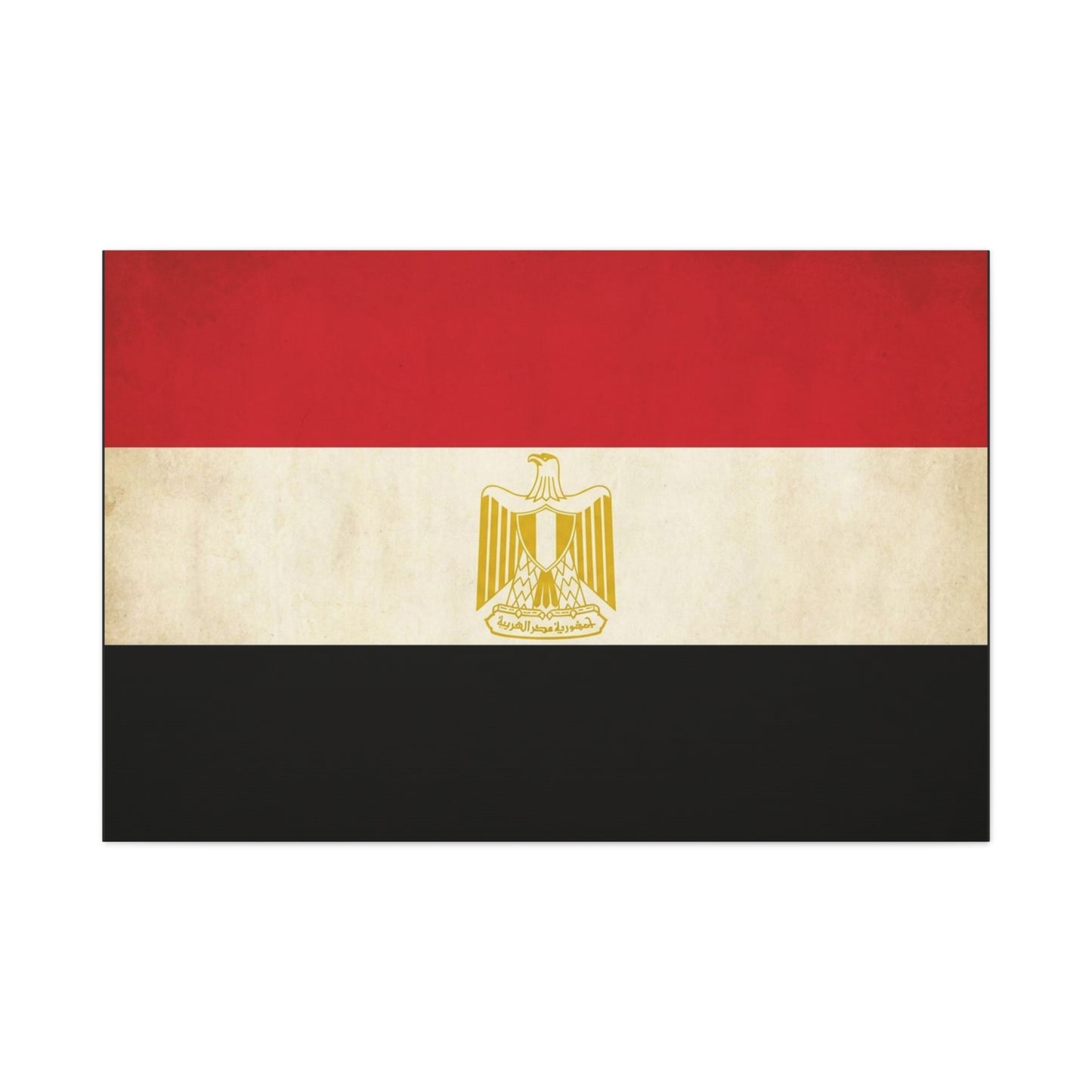 Egypt Flag Canvas Wall Art - Vintage Egyptian Eagle Emblem Print, Patriotic Red White Black Banner - Traditional National Decor - Living Room Home Decoration - Living Room Wall Decor - Ready to Hang
