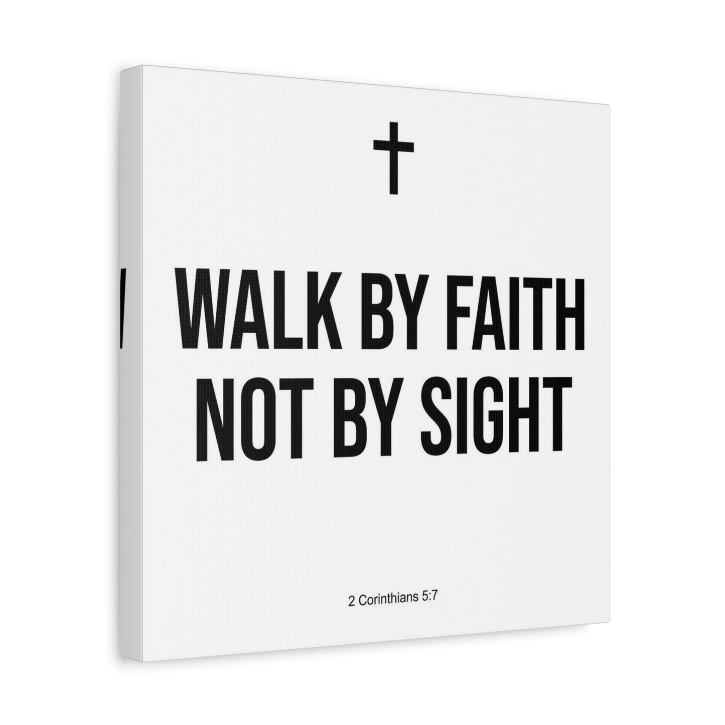 "Walk By Faith Not By Sight" Christian Canvas Wall Art - 2 Corinthians 5:7 Cross Scripture Print - Black And White Minimalist Typography Decor - Living Room Bedroom Office Home Decoration