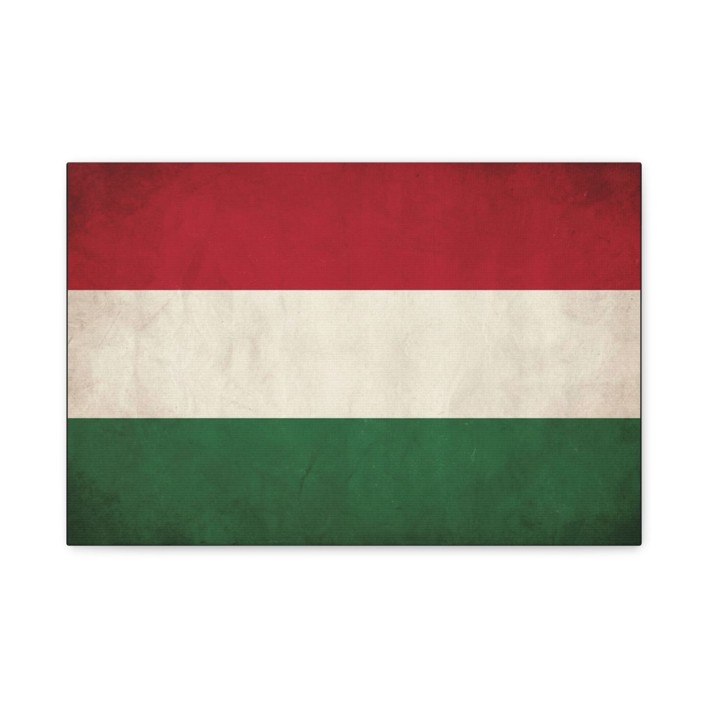 Hungary Flag Canvas Wall Art - Vintage Hungarian Tricolor Print, Distressed Red White Green Design - Patriotic Traditional Style - Living Room Wall Decor, Office Art Accent - Bedroom Home Decoration