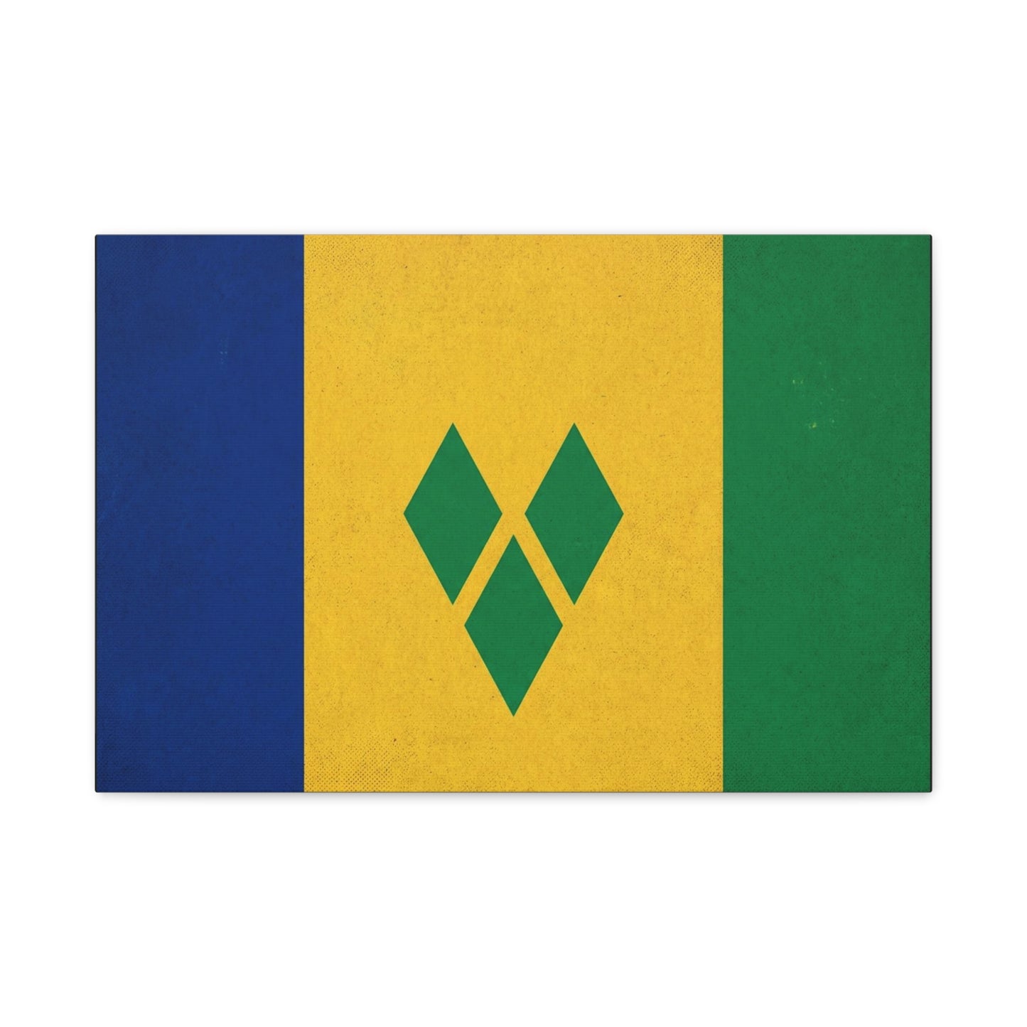 Saint Vincent Flag Canvas Wall Art - Blue Yellow Green Caribbean Flag Print - Vintage Textured Island Pride Decor - Living Room Wall Decor, Bedroom Home Decoration - Bedroom Home Decoration