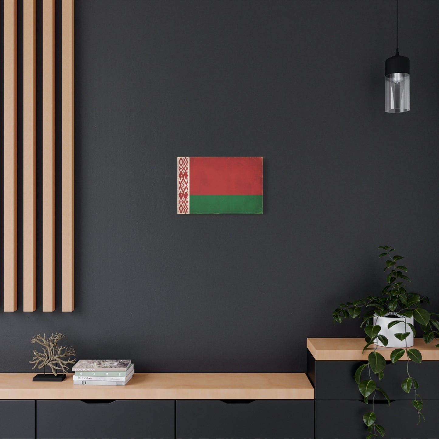 Belarus Flag Canvas Wall Art - Vintage Red Green National Banner Print, Patriotic Eastern Europe Decor - Textured Minimalist Style - Living Room Wall Decor - Modern Farmhouse Style - Ready to Hang