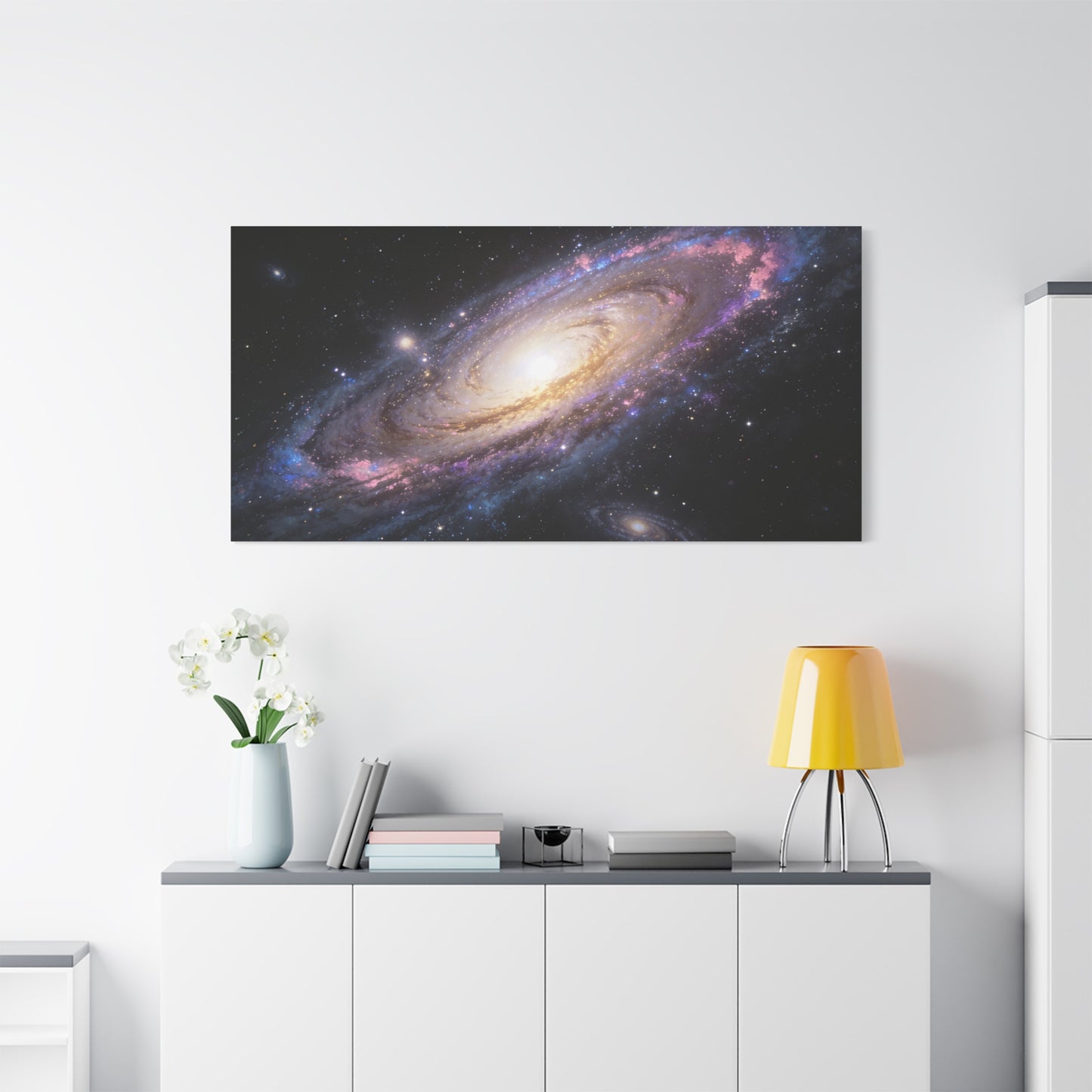 Spiral Galaxy Canvas Wall Art - Cosmic Space Print, Luminous Nebula Stars - Matte Cotton Canvas - Contemporary Celestial Style - Living Room Wall Decor, Office Art Accent - Bedroom Home Decoration