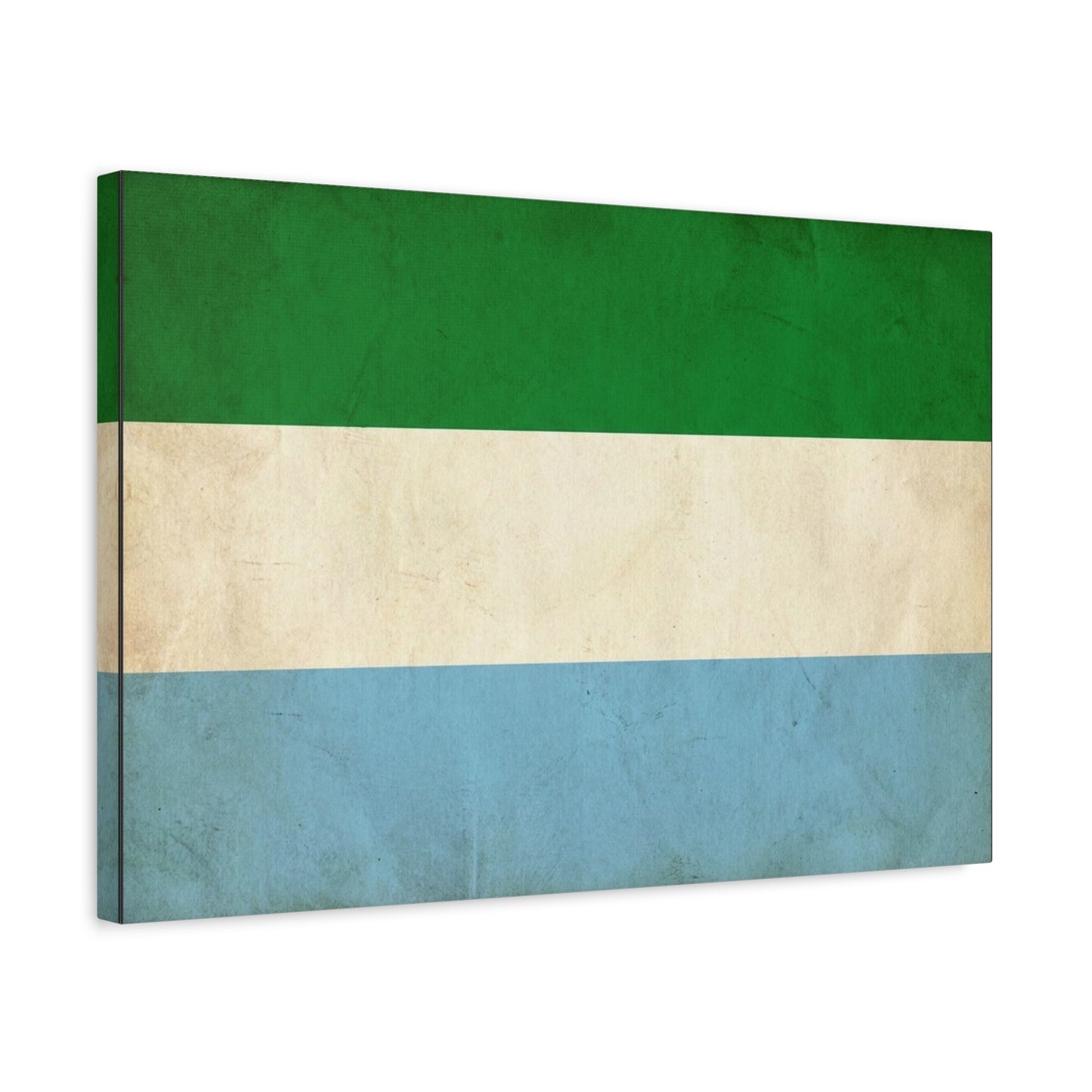 Sierra Leone Flag Canvas Wall Art - Vintage Tricolor National Print, Distressed Blue Green White Design - Minimalist Patriotic Decor - Living Room Wall Decor - Bedroom Home Decoration - Ready to Hang