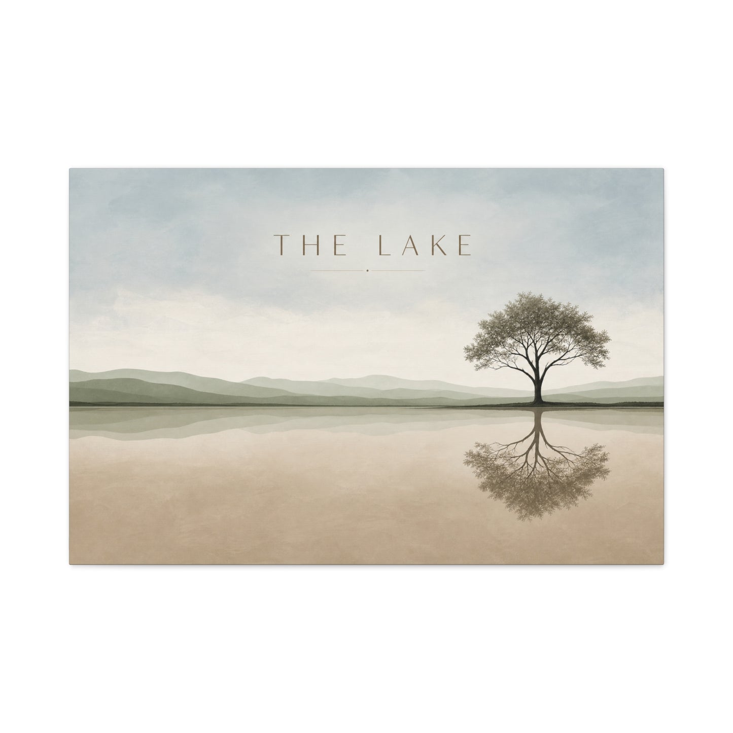 "The Lake" Lake Landscape Canvas Wall Art - Minimalist Tree Reflection Print, Serene Neutral Nature Decor - Contemporary Matte Canvas - Living Room Bedroom Office Wall Decoration - Ready to Hang