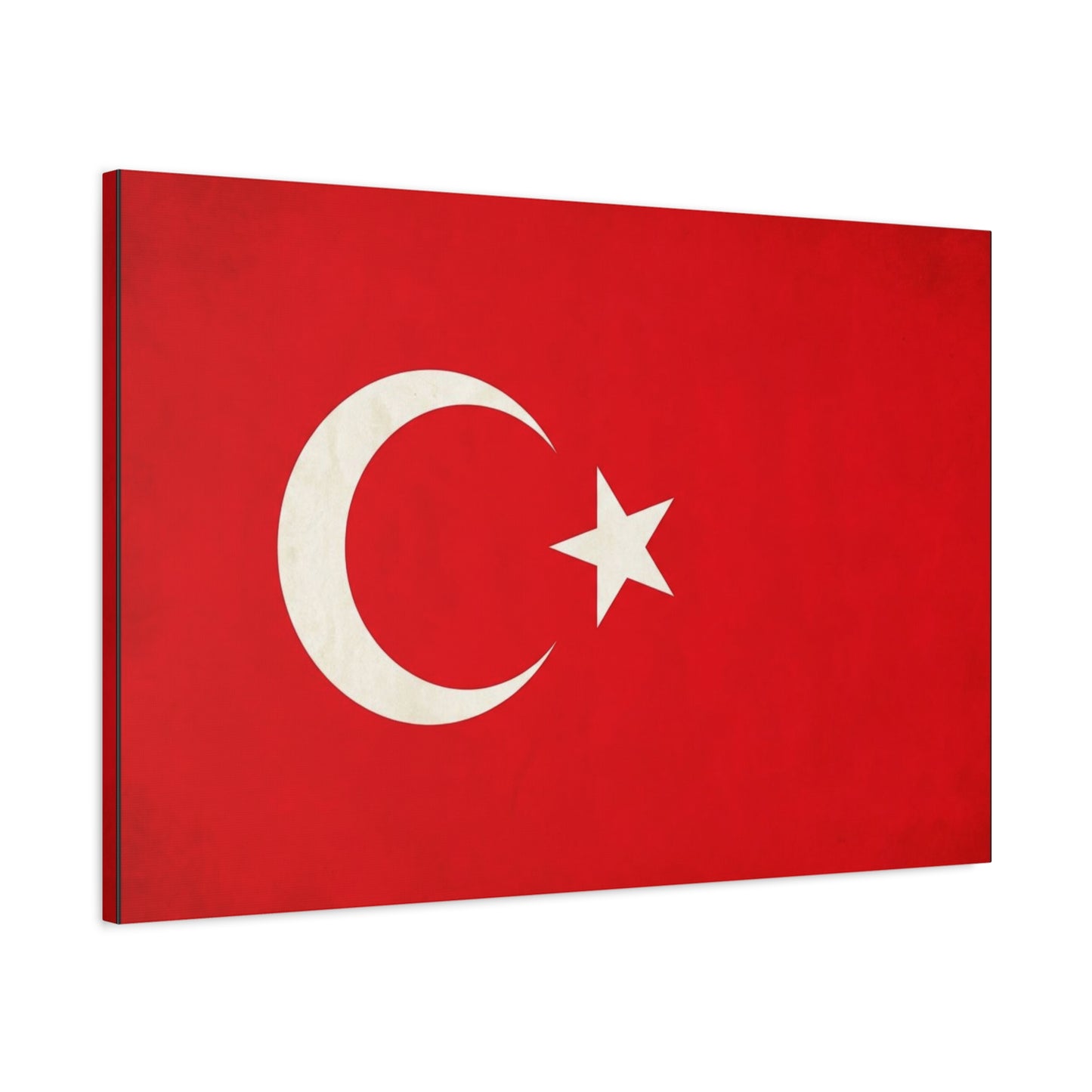 Turkey Flag Canvas Wall Art - Red Crescent Star Turkish Flag Print - Vintage Patriotic Decor, Matte Canvas Print, Living Room Home Decoration, Bedroom Accent - Living Room Wall Decor - Ready to Hang
