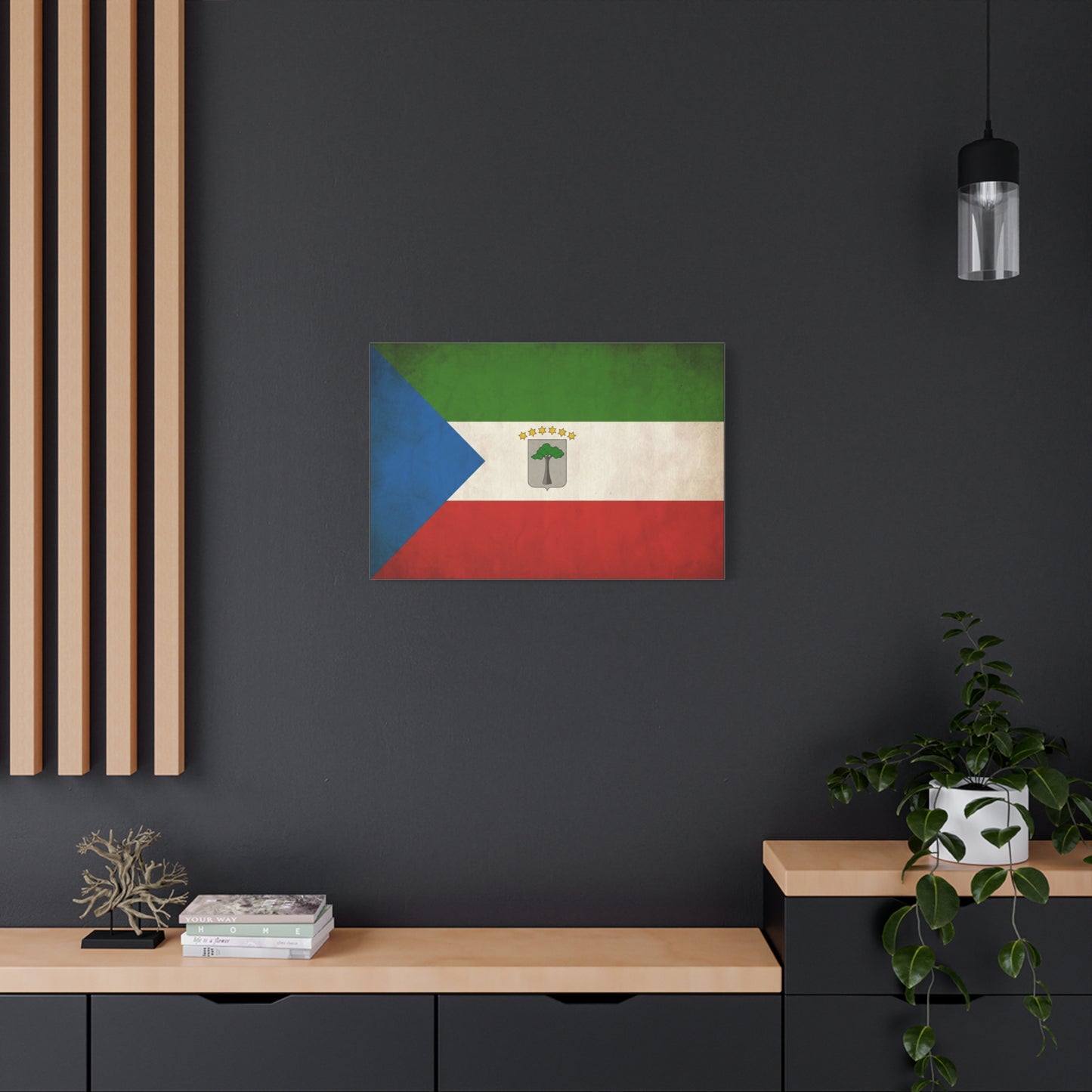 Equatorial Guinea Flag Canvas Wall Art - Vintage National Pride Decor, Distressed Heritage Print - Patriotic Traditional Style - Living Room Wall Decor - Ready to Hang - Bedroom Home Decoration