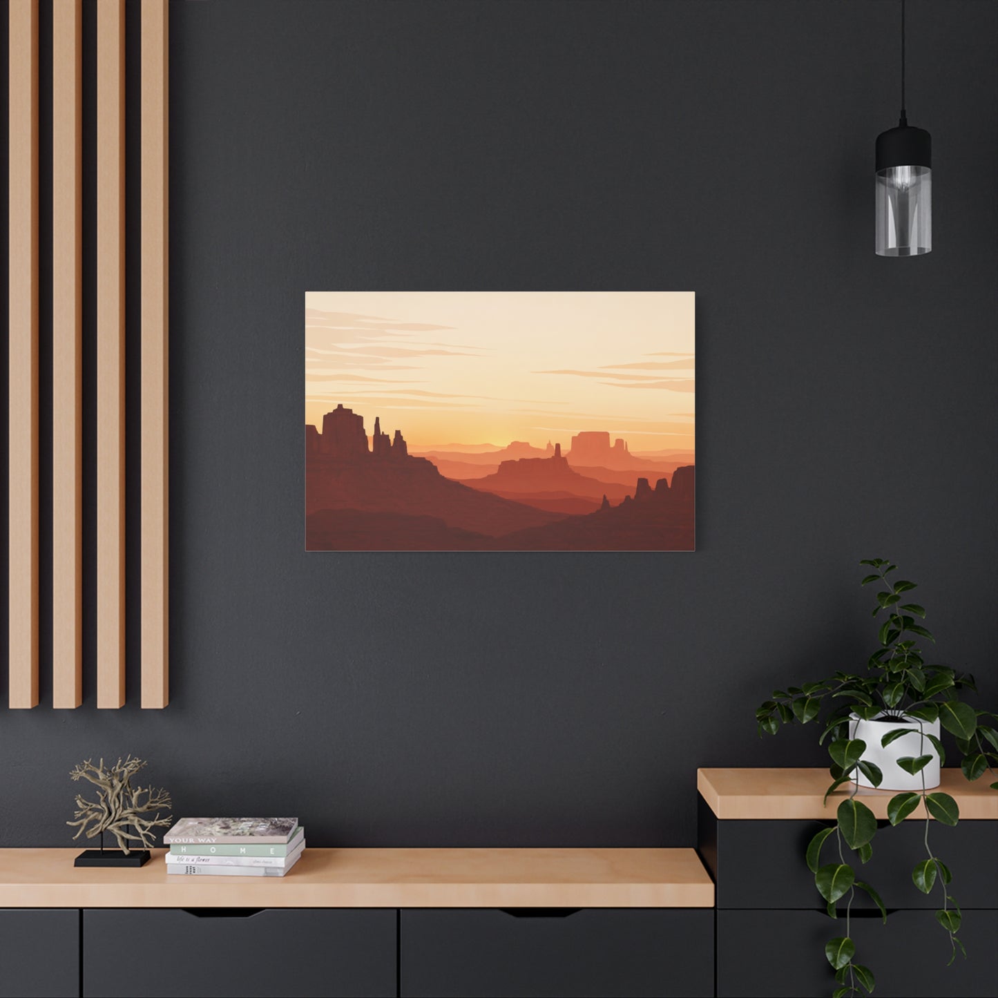 Desert Canyon Sunset Canvas Wall Art - Southwestern Mesa Landscape Print, Warm Terracotta Horizon, Contemporary Scenic Decor - Living Room Wall Decor, Bedroom Home Decoration - Bedroom Home Decoration