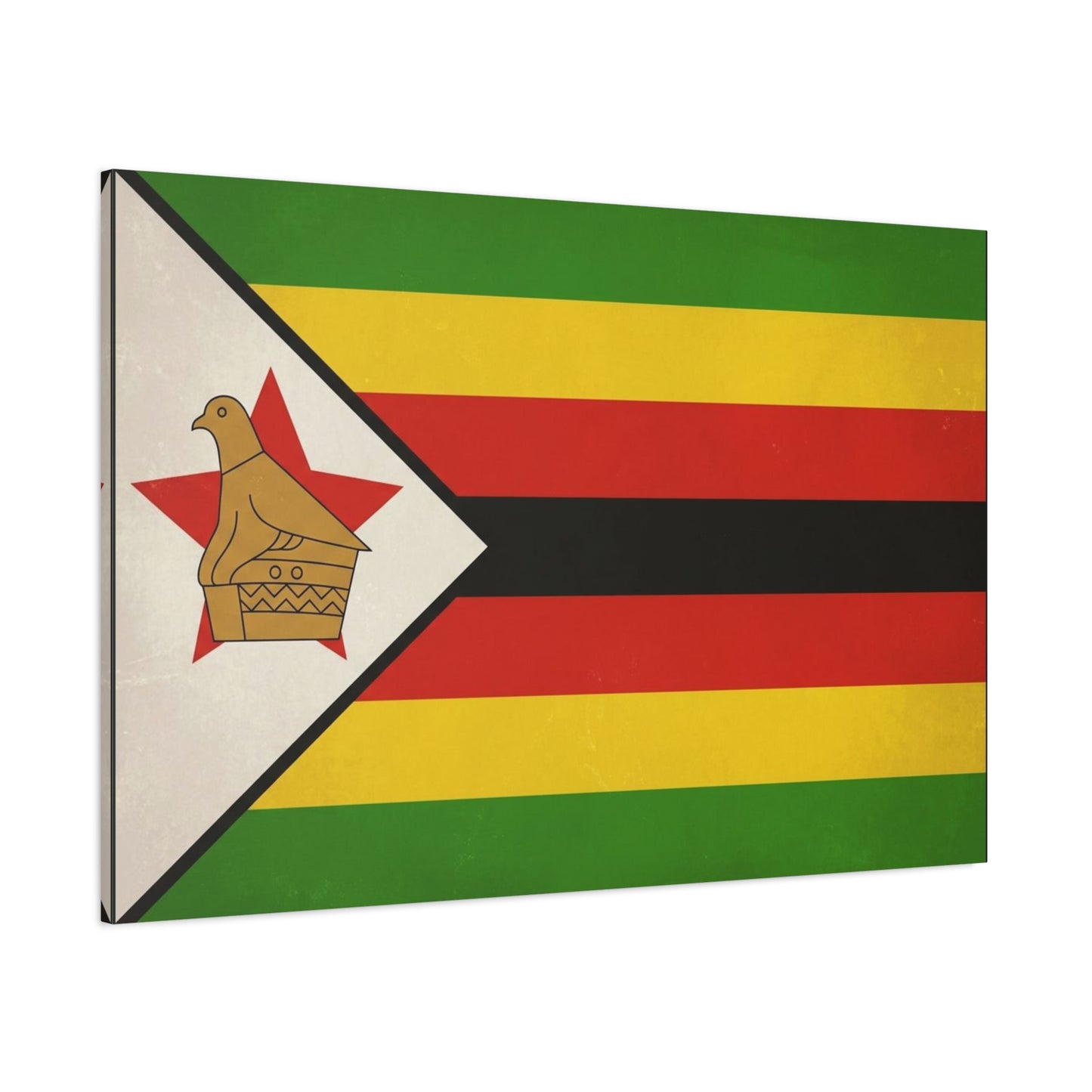 Zimbabwe Flag Canvas Wall Art - Vintage National Pride Decor, Green Gold Red Black Banner Print - Cultural Heritage Style - Living Room Wall Decor, Office Art - Modern Farmhouse Style - Ready to Hang