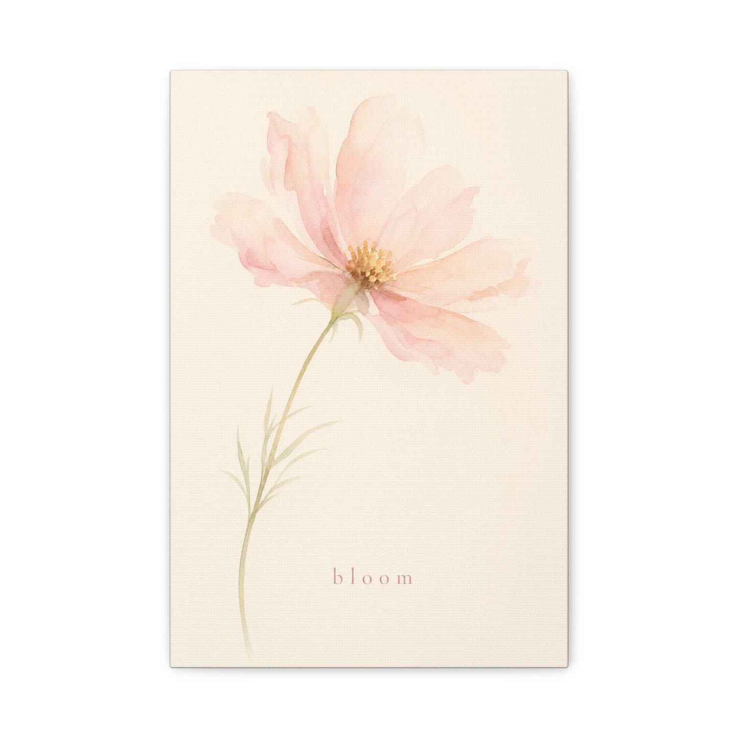"Bloom" Pink Cosmos Flower Canvas Wall Art - Soft Watercolor Botanical Print, Blush Floral Home Decor, Minimalist Bedroom Wall Hanging, Living Room Decoration - Ready to Hang - Bedroom Home Decoration