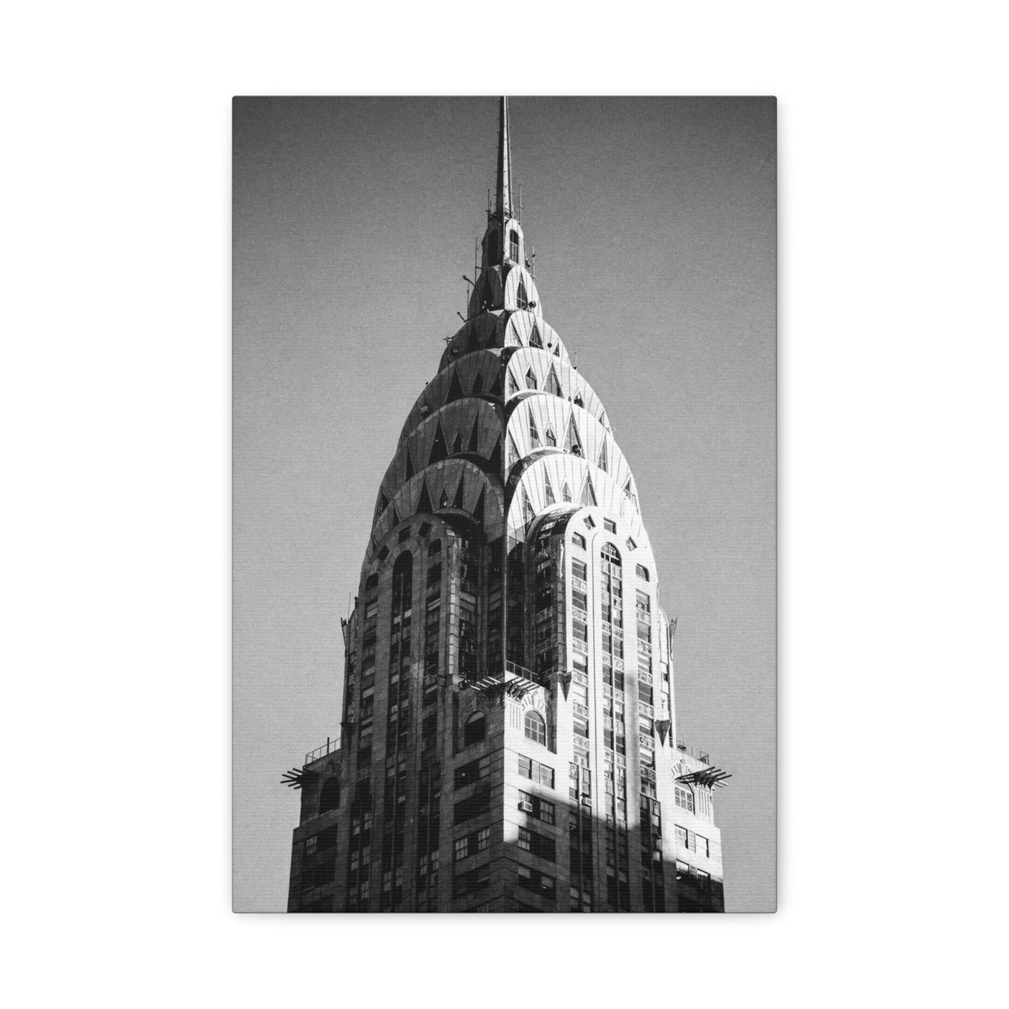 Chrysler Building Canvas Wall Art - Black And White New York City Architecture Print, Art Deco Skyscraper Art Print - Modern Monochrome Office Wall Decor, Living Room Accent - Modern Farmhouse Style