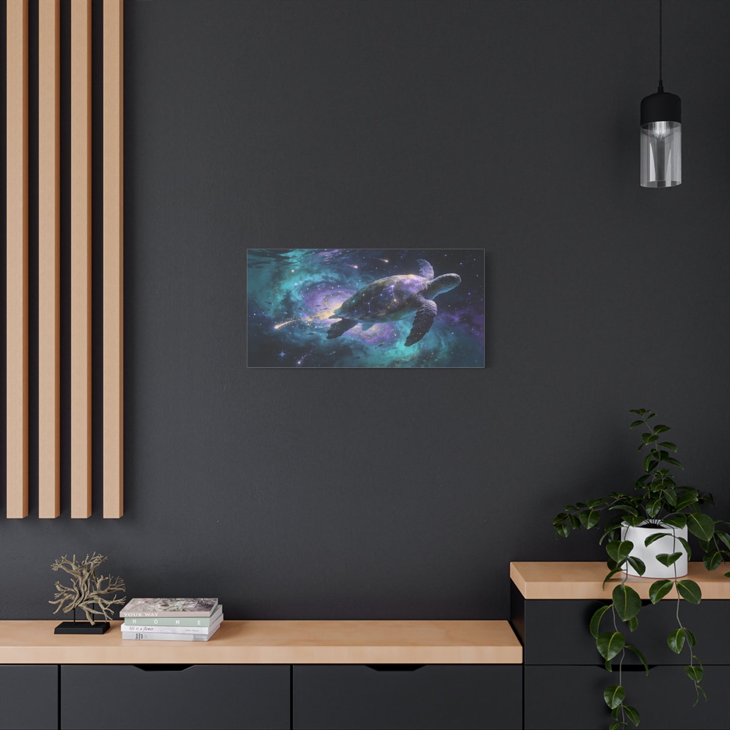 Cosmic Sea Turtle Canvas Wall Art - Celestial Galaxy Ocean Animal Print, Surreal Space Decor - Matte Cotton Canvas - Contemporary Fantasy Style - Living Room Bedroom Office Wall Decor - Ready to Hang