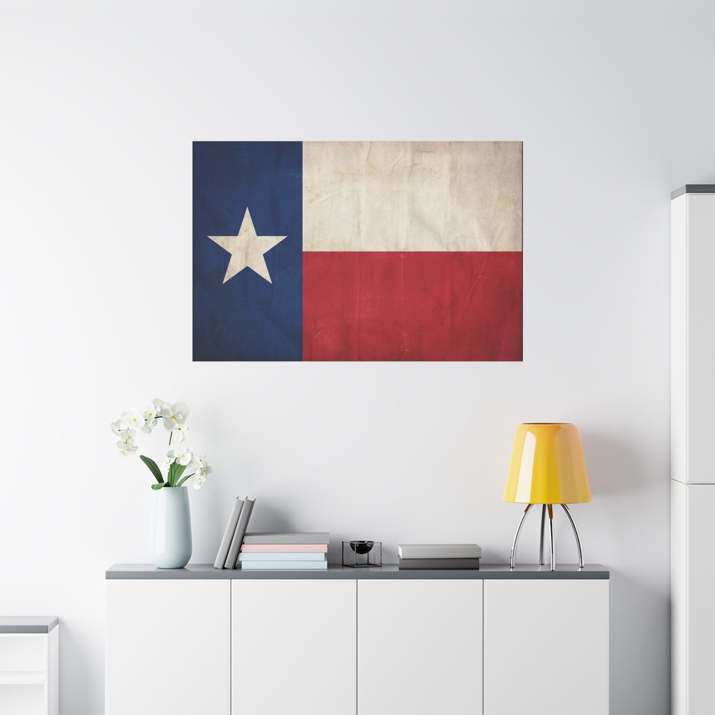 Texas Flag Canvas Wall Art - Vintage Lone Star State Print, Rustic Patriotic Decor - Matte Cotton Artwork - Living Room Wall Decor, Office Accent - Bedroom Home Decoration - Bedroom Home Decoration
