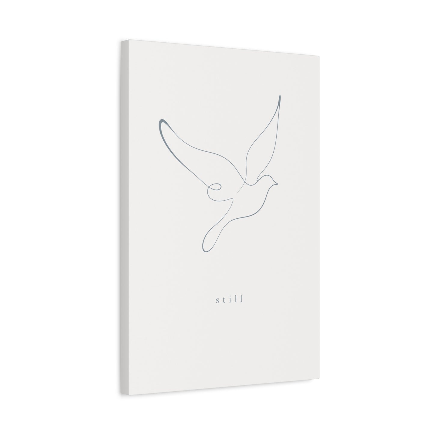 "Still" Dove Canvas Wall Art - Minimalist Line Drawing Bird Print, Calm Neutral Typography Decor - Modern Bedroom Home Decoration, Meditation Space Accent, Living Room Wall Decor - Ready to Hang