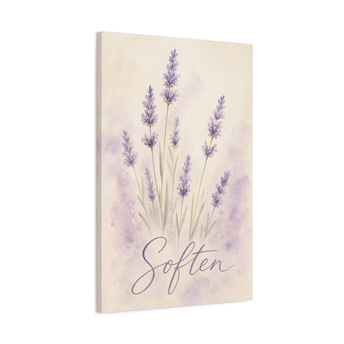 "Soften" Lavender Watercolor Canvas Wall Art - Botanical Floral Purple Wall Decor - Soft Pastel Home Decoration - Bedroom Bathroom Accent - Bedroom Home Decoration - Modern Farmhouse Style
