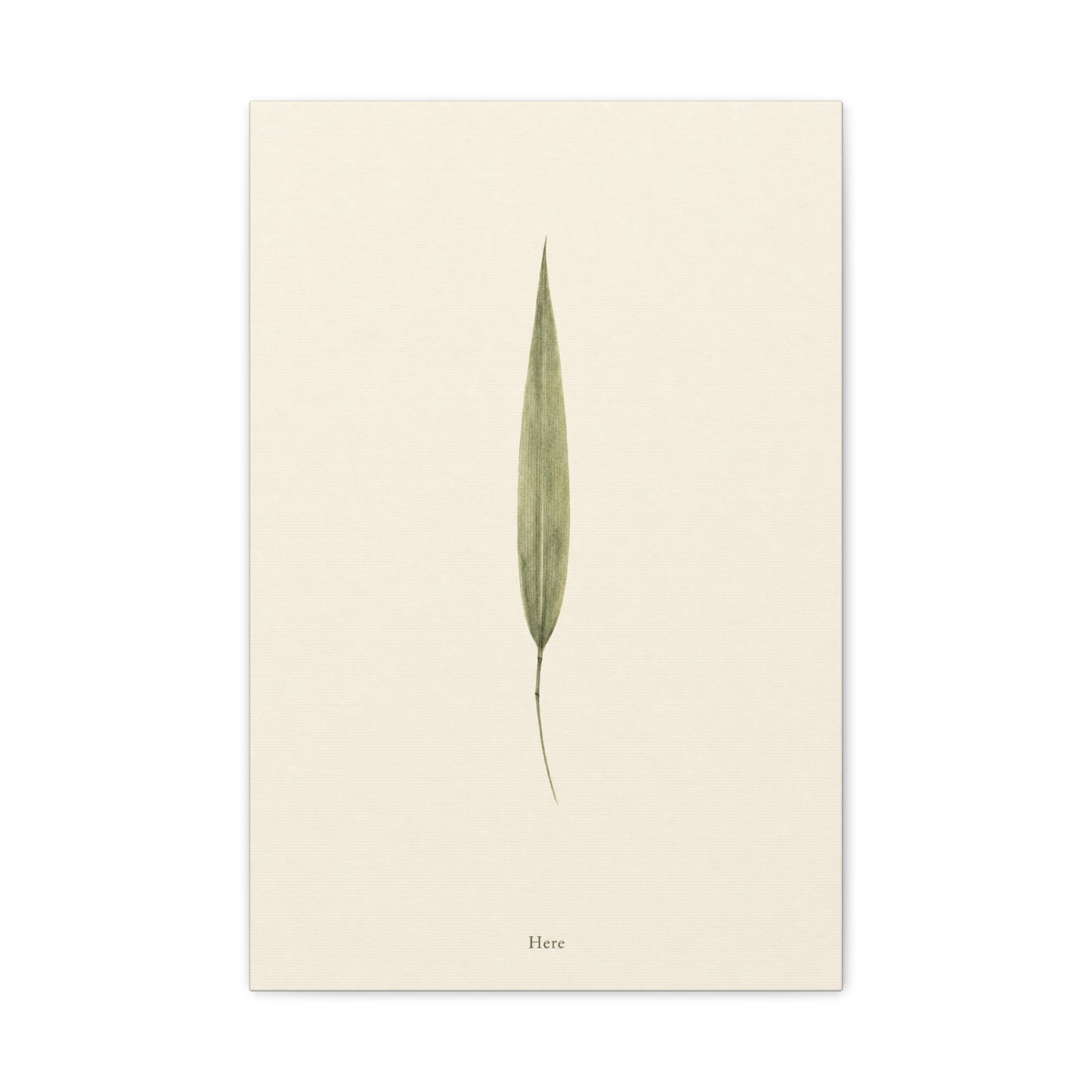 "Here" Minimalist Botanical Canvas Wall Art - Single Green Leaf Print, Neutral Contemporary Nature Decor - Cotton Art Print For Bedroom Living Room, Japandi Home Decoration - Living Room Wall Decor