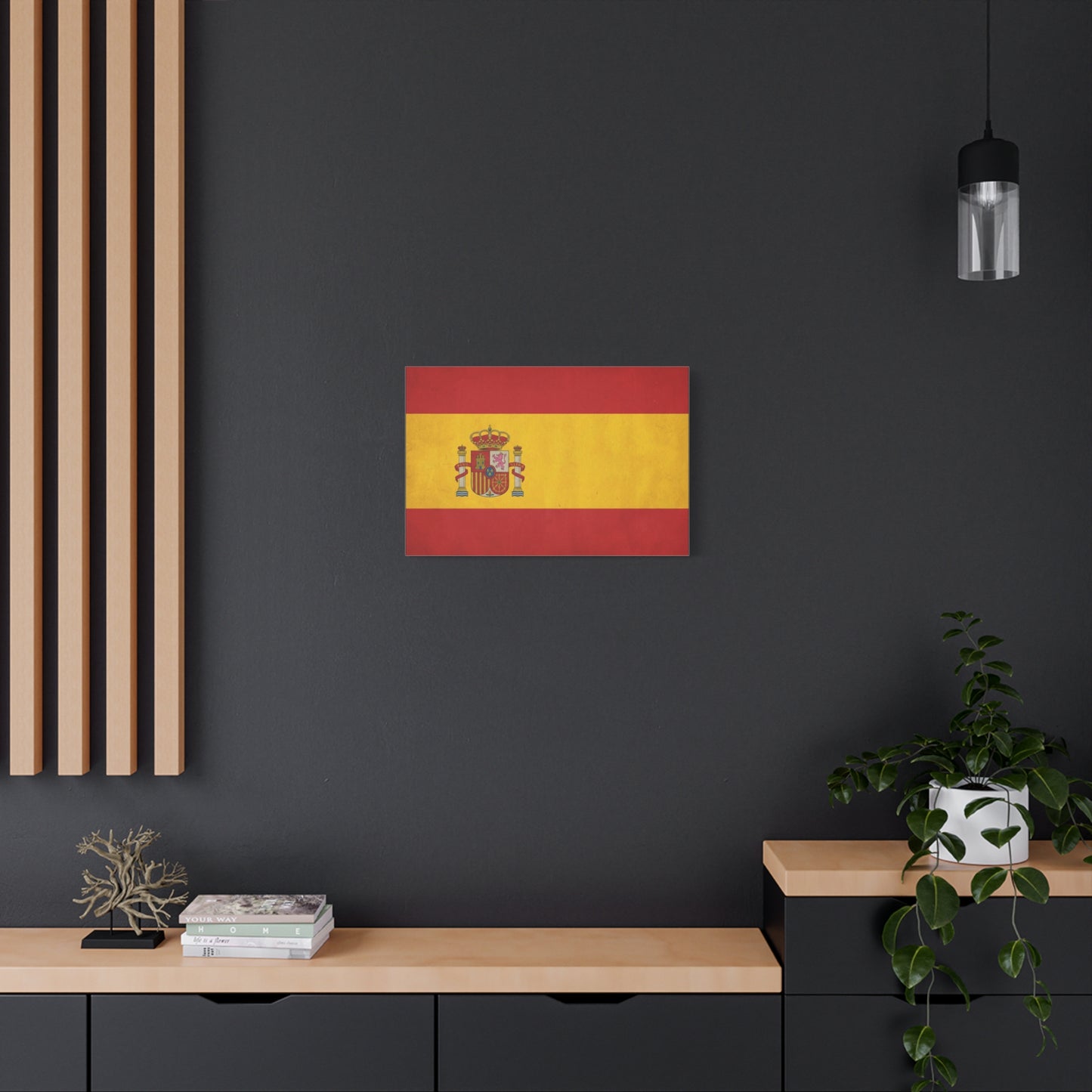 Spain Flag Canvas Wall Art - Spanish Coat Of Arms Print, Vintage Patriotic Decor - Textured Cotton Look, Traditional Style - Living Room Home Decoration - Living Room Wall Decor - Ready to Hang