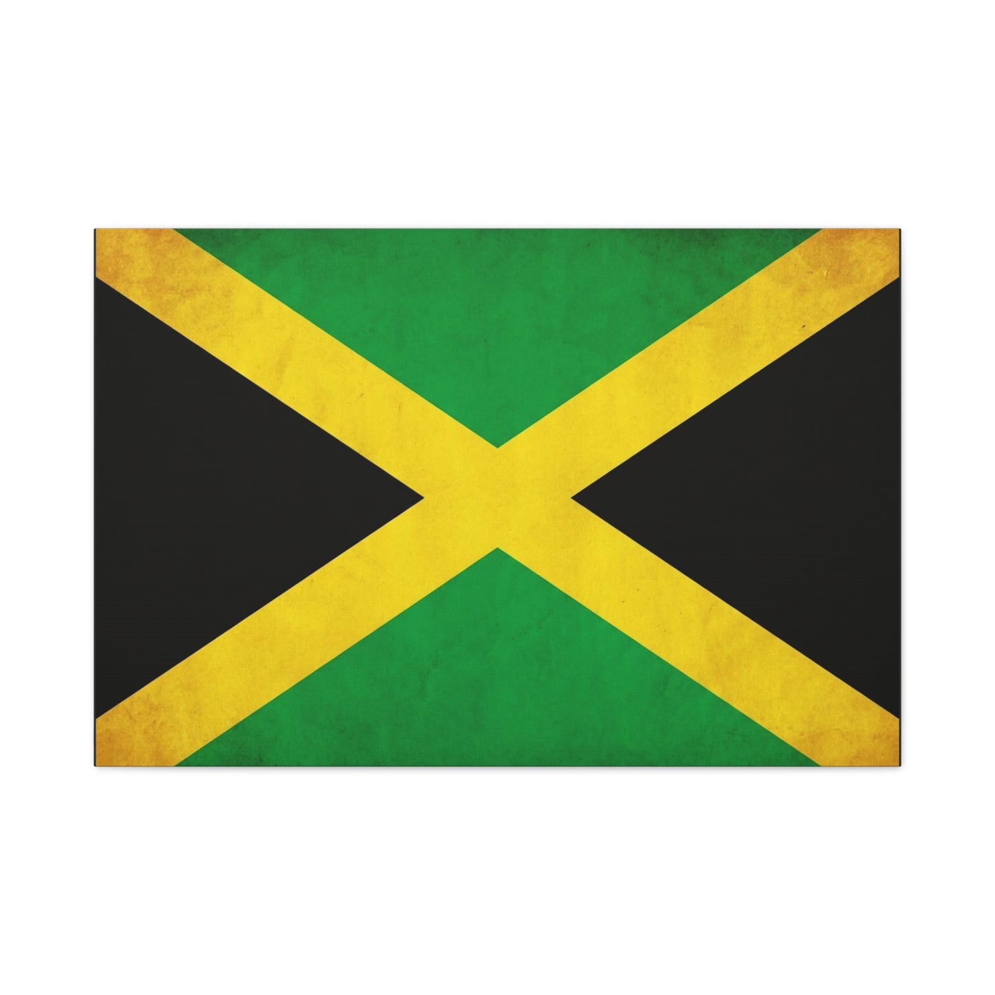 Jamaica Flag Canvas Wall Art - Vintage Jamaican National Flag Print, Green Gold Black Patriotic Decor - Matte Canvas Wall Hanging - Living Room Bedroom Office Decoration - Bedroom Home Decoration