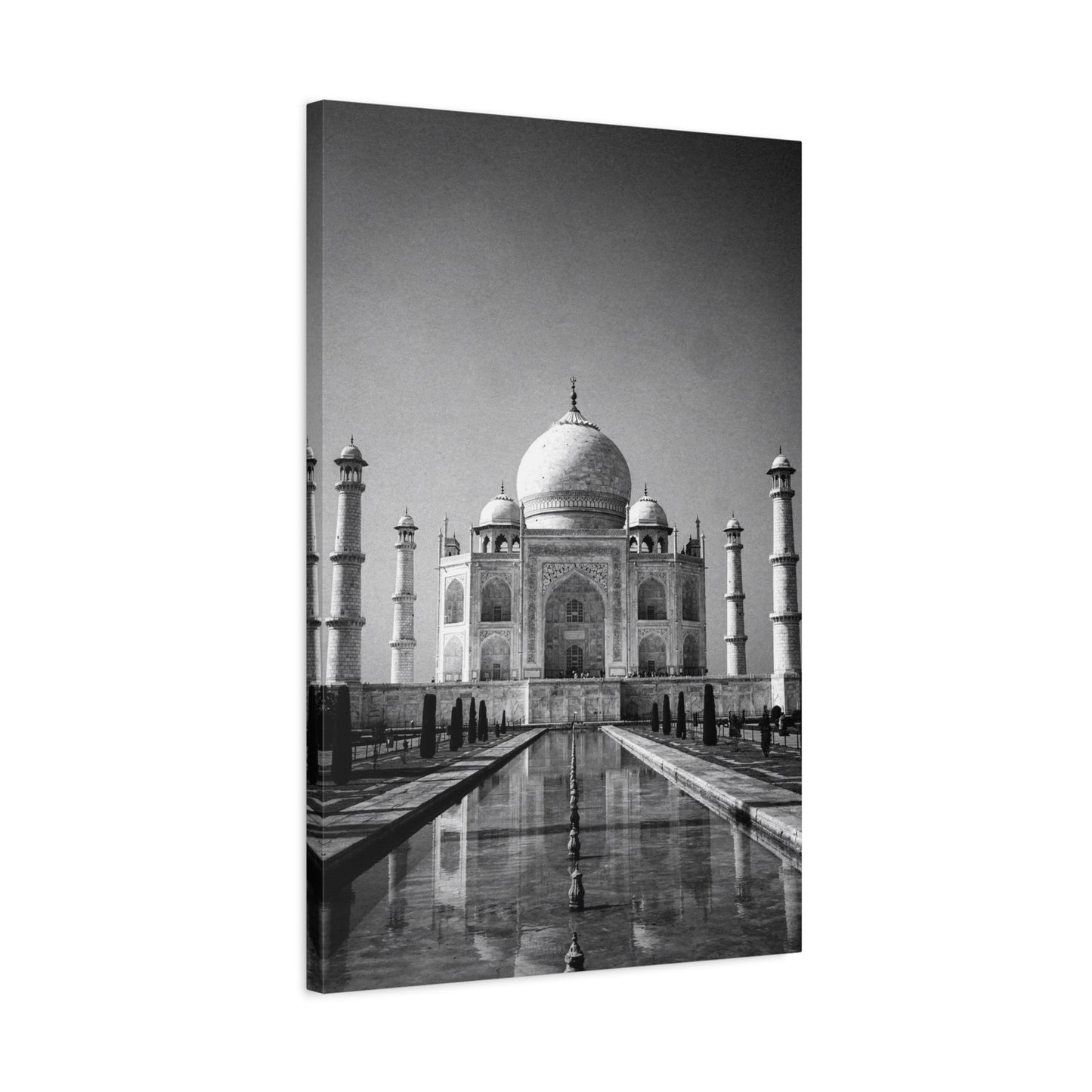 Taj Mahal Canvas Wall Art - Black And White Architectural Art Print - Monochrome Travel Landmark Decor - Contemporary Style - Living Room Wall Decor, Office Art - Bedroom Home Decoration