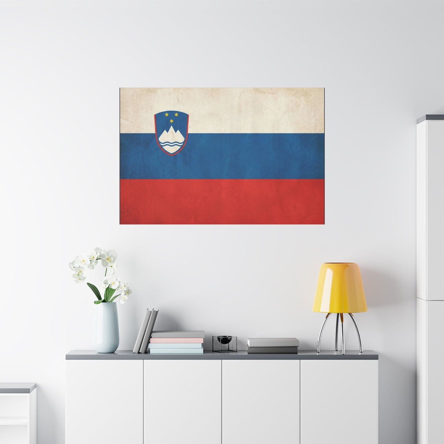 Slovenia Flag Canvas Wall Art - Vintage National Banner Print, Rustic Patriotic Decor - Textured Tricolor Design, Living Room Home Decoration - Living Room Wall Decor - Bedroom Home Decoration