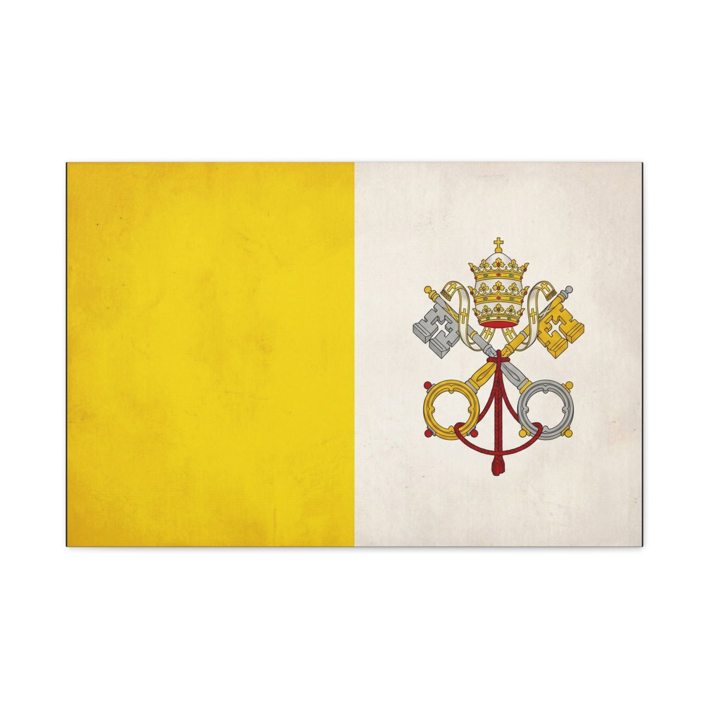 Vatican Flag Canvas Wall Art - Papal Keys And Tiara Catholic Wall Decor - Yellow White Heraldic Print - Traditional Religious Style - Bedroom Home Decoration - Bedroom Home Decoration - Ready to Hang