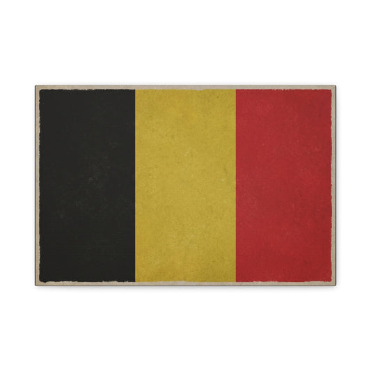 Belgium Flag Canvas Wall Art - Vintage Belgian Flag Print, Black Yellow Red Wall Decor - Rustic Patriotic Artwork - Living Room Home Decoration - Bedroom Home Decoration - Modern Farmhouse Style