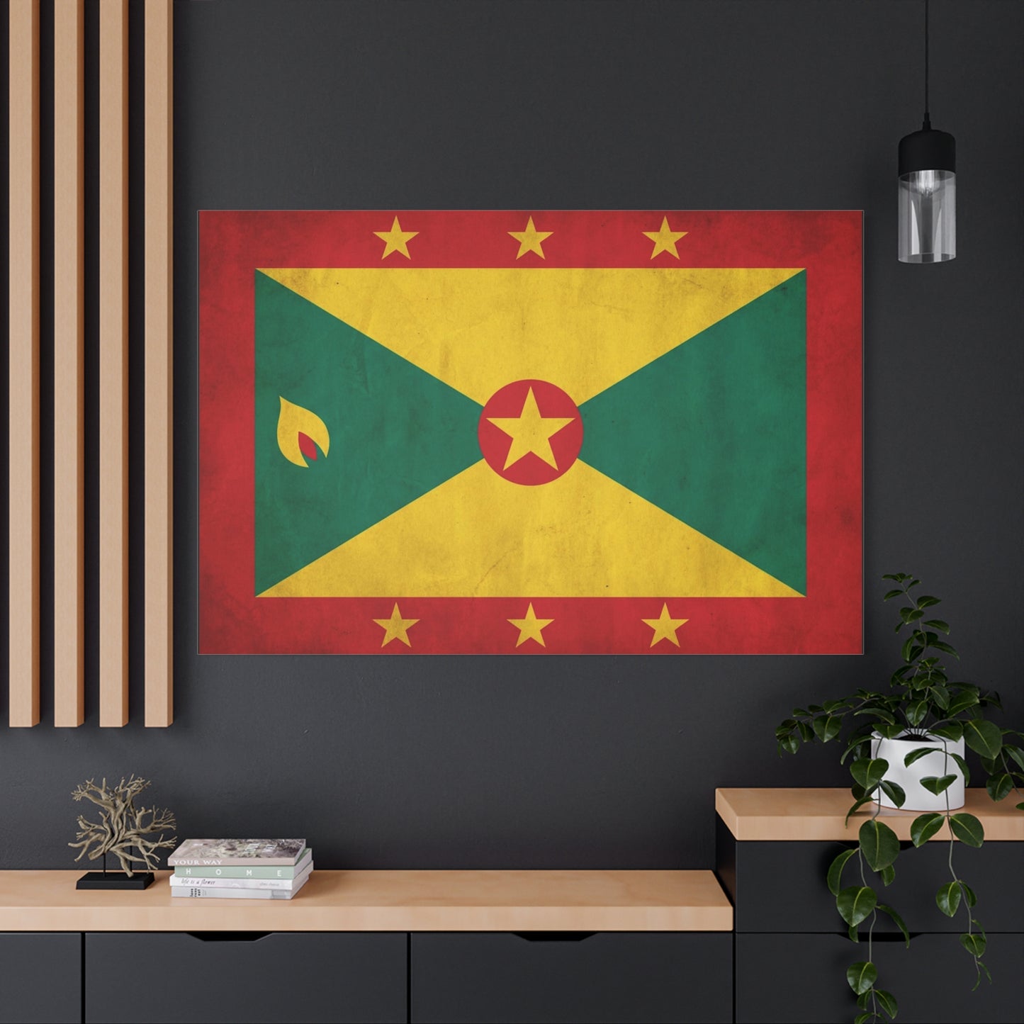 Grenada Flag Canvas Wall Art - Vintage Caribbean Nation Print, Rustic Patriotic Home Accent, Cultural Heritage Artwork, Living Room Decoration, Office Display - Office Wall Art - Ready to Hang