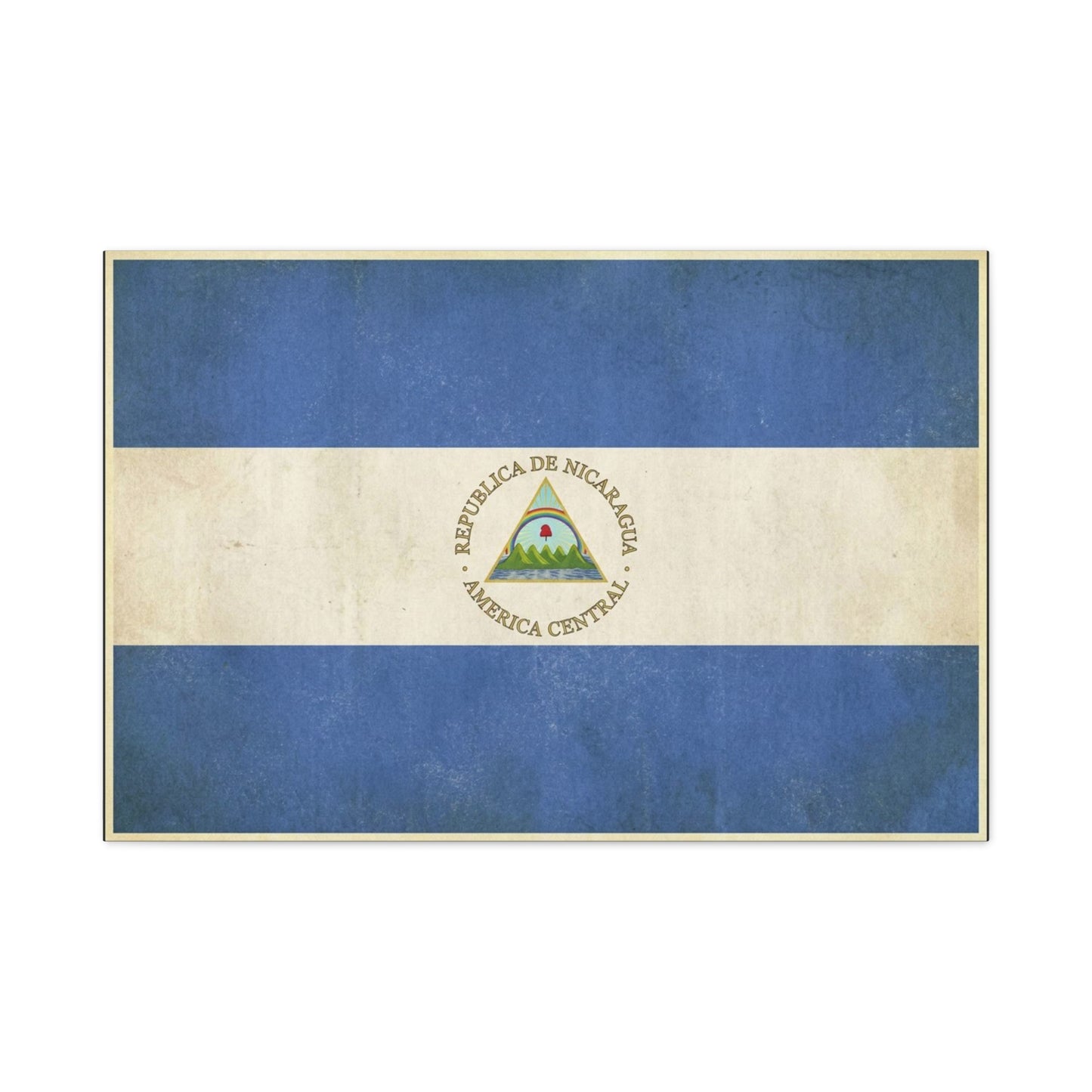 Republica De Nicaragua America Central Flag Canvas Wall Art - Vintage Blue White Country Print - Patriotic Heritage Decor - Living Room Home Decoration - Living Room Wall Decor - Cozy Reading Nook Art