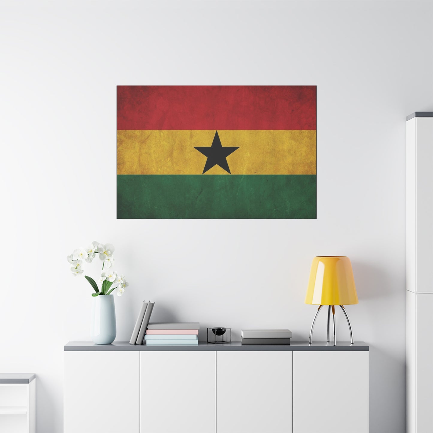 Ghana Flag Canvas Wall Art - Vintage Black Star Republic Print, Pan African Home Decor, Cultural Heritage Artwork, Bold Patriotic Style, Living Room Decoration - Office Wall Art - Ready to Hang