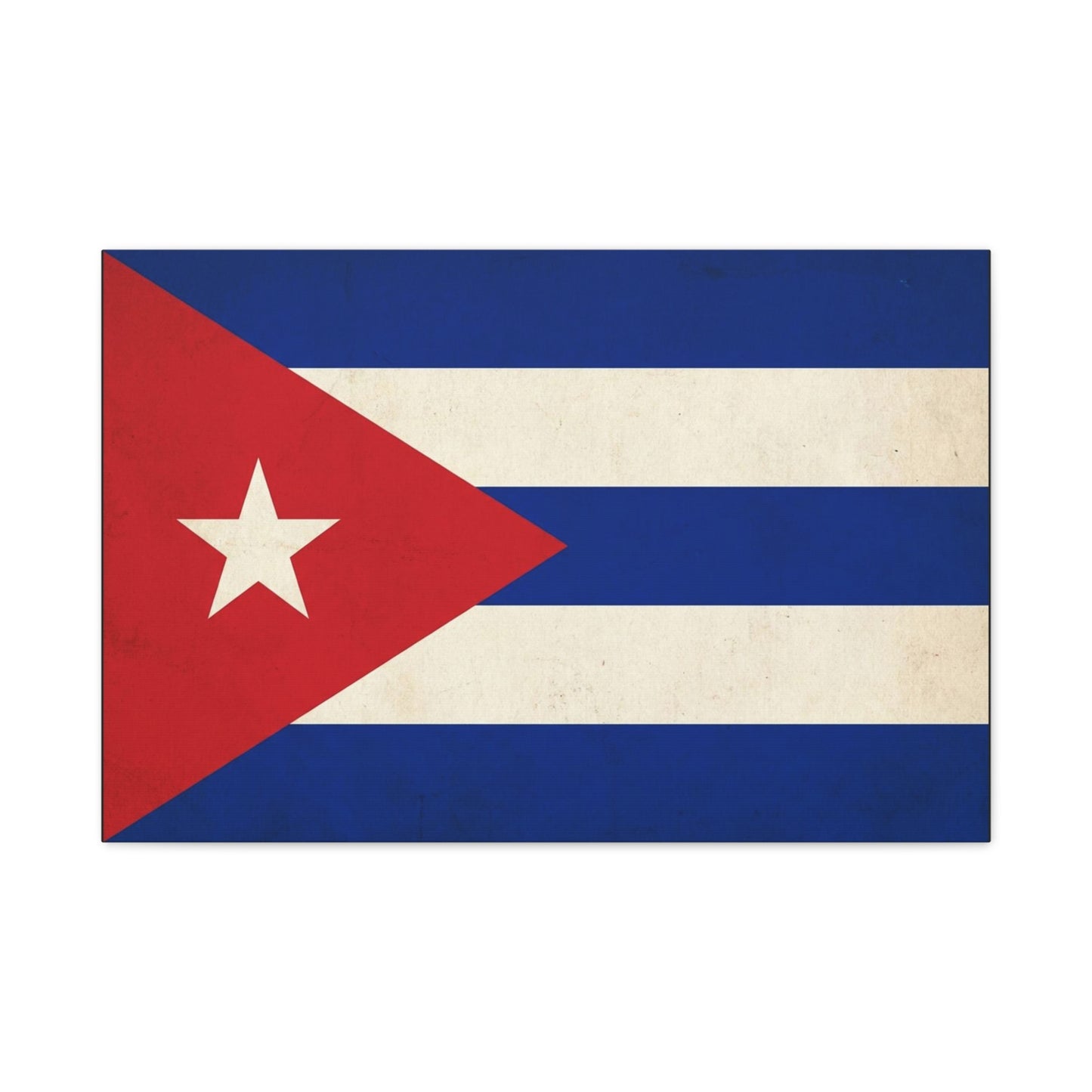 Cuban Flag Canvas Wall Art - Vintage Cuba Flag Print, Patriotic Heritage Decor - Distressed Cotton Canvas - Traditional Style For Living Room, Office Wall Decor - Bedroom Home Decoration