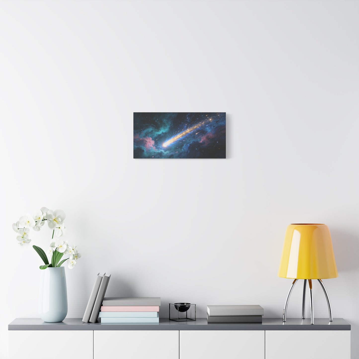 Comet Galaxy Canvas Wall Art - Cosmic Nebula Starfield, Abstract Space Artwork - Matte Cotton Print, Contemporary Celestial Style - Living Room Wall Decor, Office Art - Bedroom Home Decoration