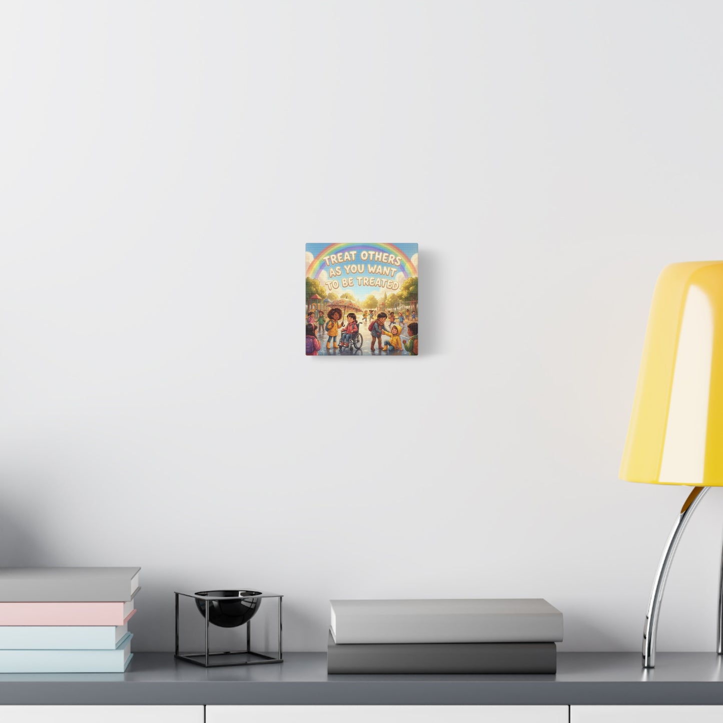 Kindness Quote Canvas Wall Art - Rainbow Playground Children Illustration Print - Inclusive Classroom Decor, Kids Room Wall Hanging, School Counselor Office Poster, Bohemian Nursery Accent