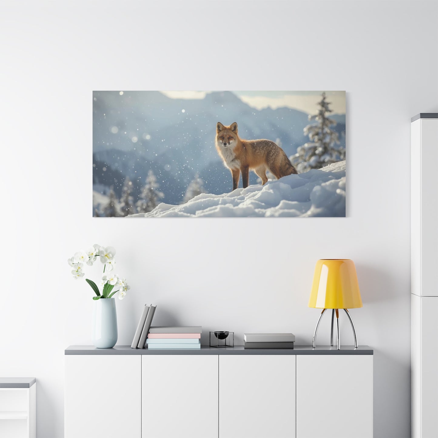 Red Fox Canvas Wall Art - Winter Wildlife Snow Landscape Print, Nature Home Decor, Matte Cotton Artwork, Rustic Contemporary Style For Living Room Bedroom Office - Living Room Wall Decor