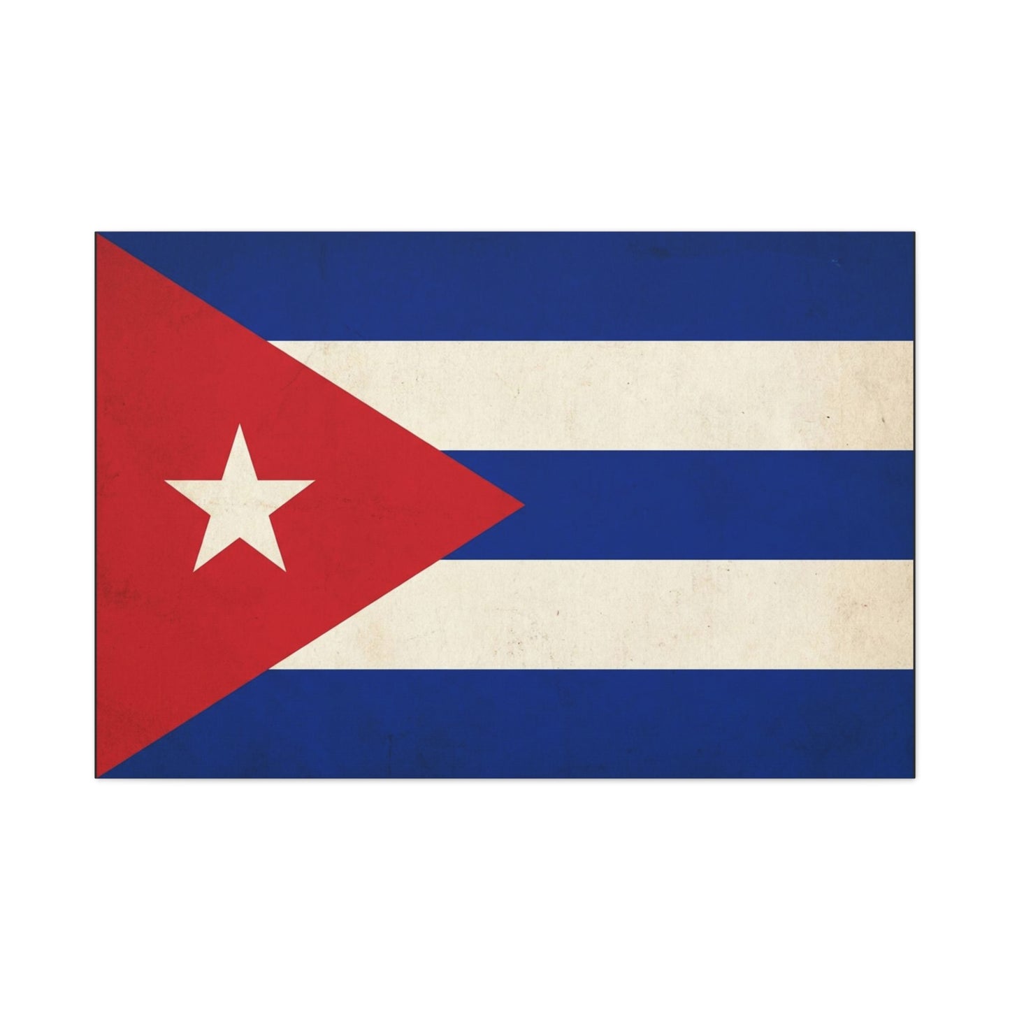 Cuban Flag Canvas Wall Art - Vintage Cuba Flag Print, Patriotic Heritage Decor - Distressed Cotton Canvas - Traditional Style For Living Room, Office Wall Decor - Bedroom Home Decoration