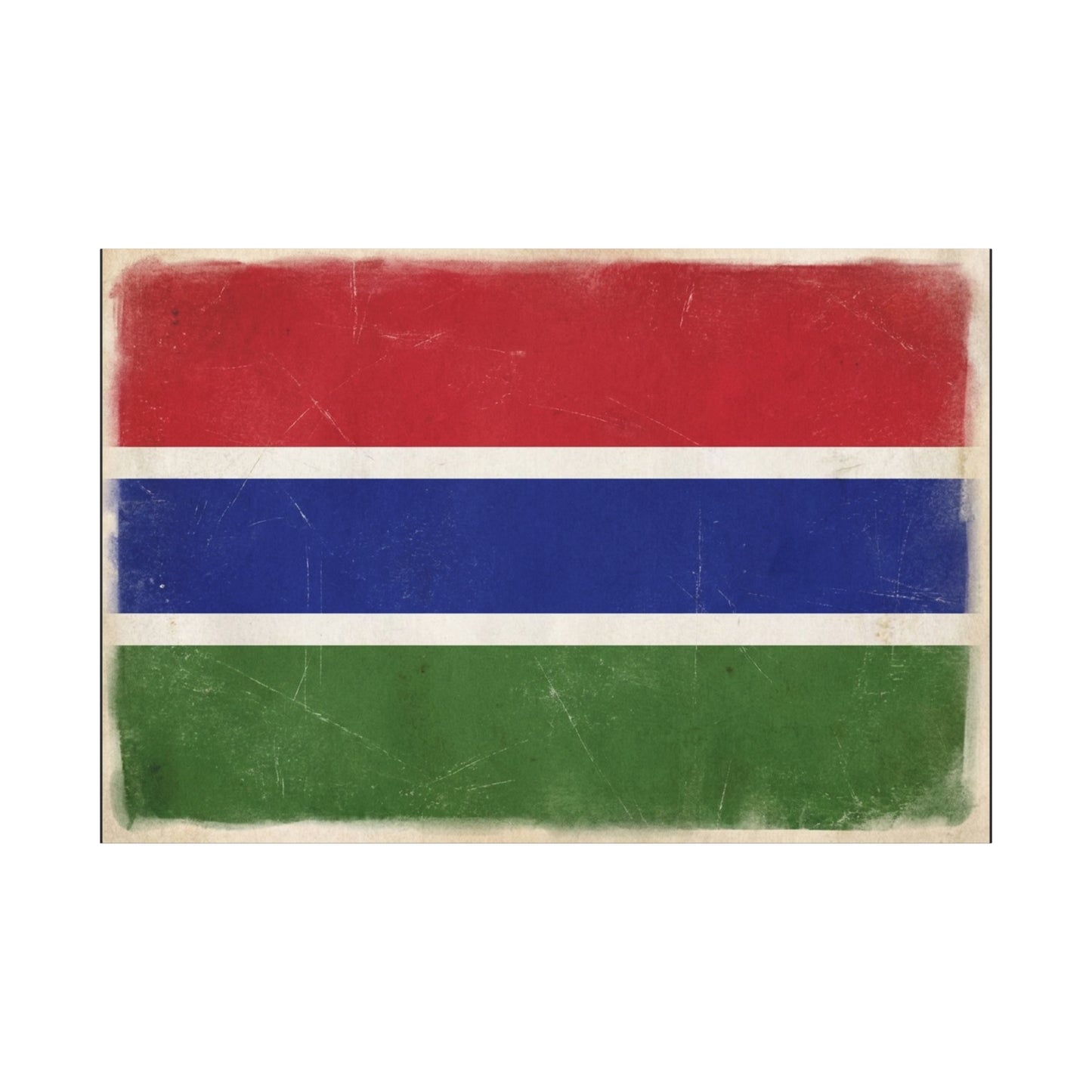 Gambia Flag Canvas Wall Art - Vintage Distressed National Banner Print - Red Blue Green Stripe Design, Patriotic Decor, Cultural Home Decoration For Living Room Bedroom Office - Living Room Wall Decor