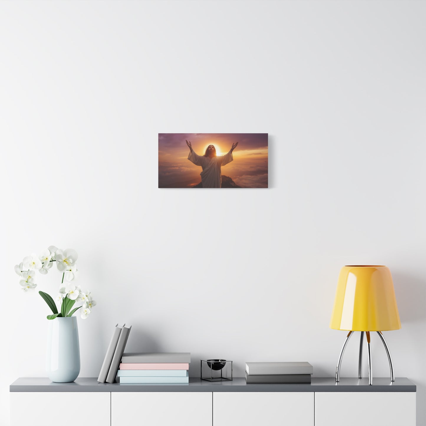 Jesus Christ Canvas Wall Art - Risen Savior At Sunrise With Raised Hands - Cotton Canvas Print, Religious Home Decor - Traditional Style For Living Room Bedroom Office Meditation Space - Ready to Hang