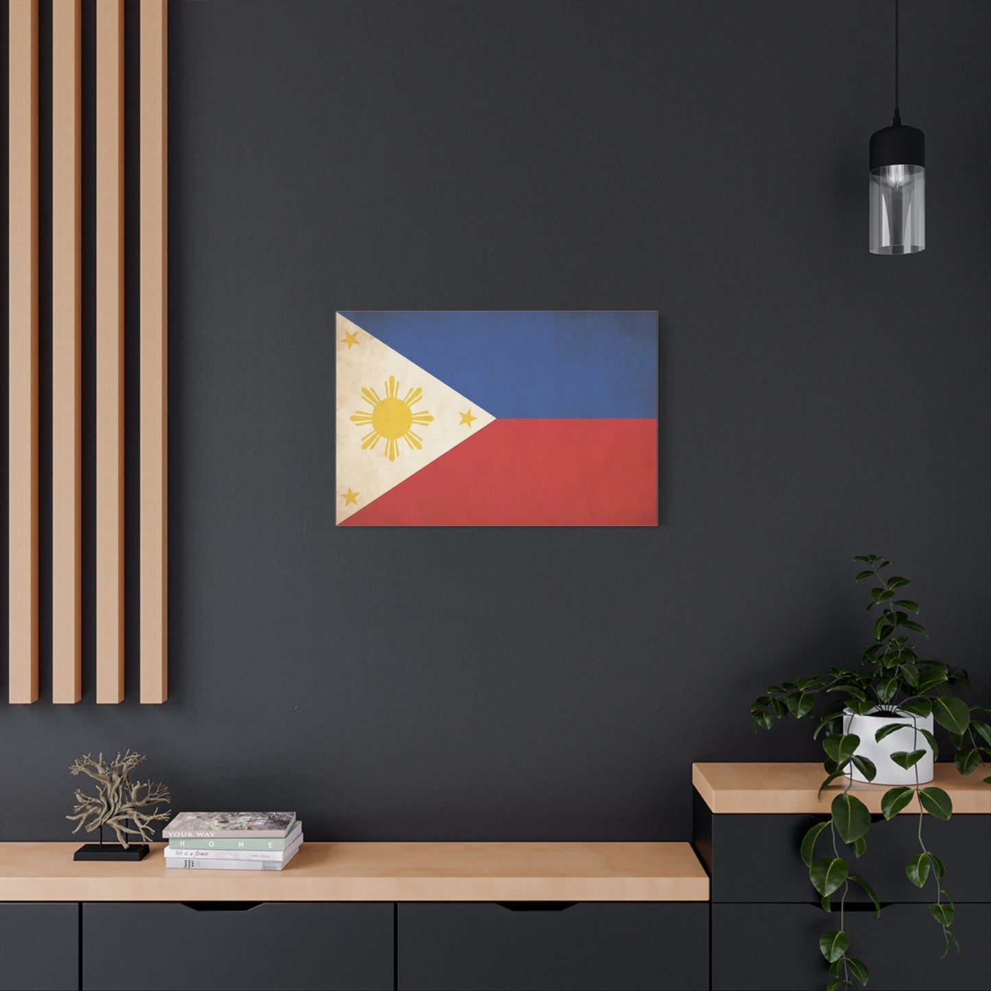 Philippines Flag Canvas Wall Art - Vintage Filipino Pride Decor, Sun And Three Stars Print - Traditional Patriotic Style - Living Room Wall Decor, Bedroom Home Decoration - Bedroom Home Decoration