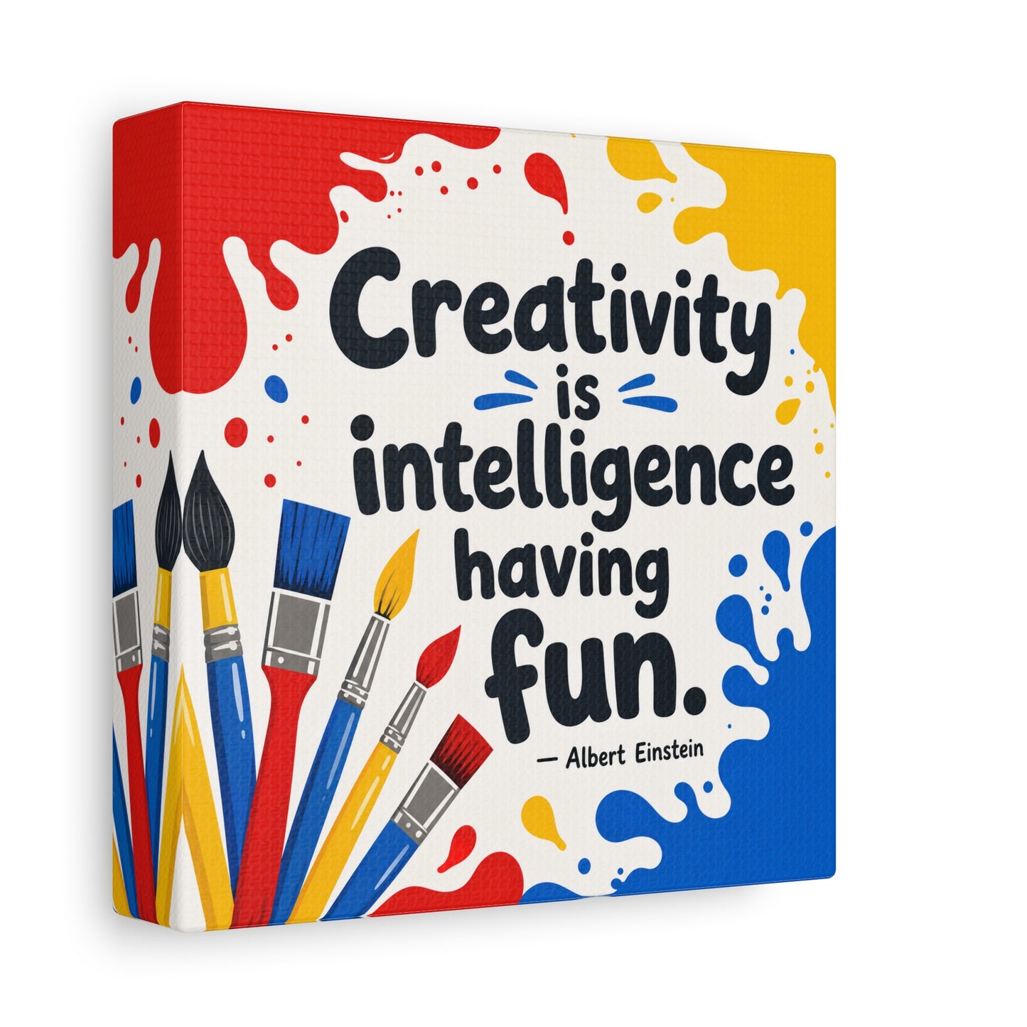 "Creativity Is Intelligence Having Fun." Albert Einstein Canvas Wall Art - Colorful Quote Print, Classroom Decor, Teacher Office Wall Hanging, Kids Playroom Home Decoration - Bedroom Home Decoration