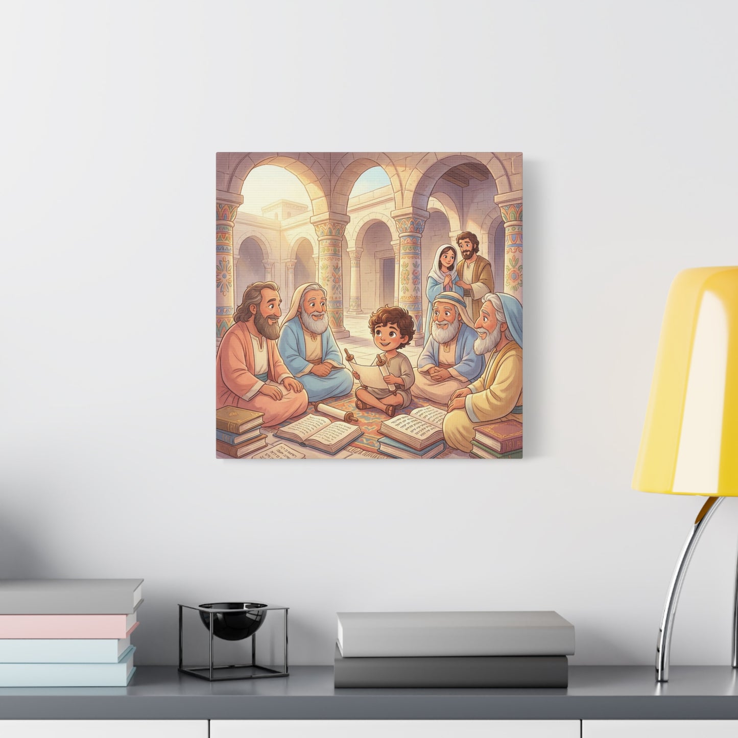 Young Jesus Teaching In Temple Canvas Wall Art - Biblical Child Scripture Scene, Cotton Print - Traditional Religious Decor For Nursery, Bedroom, Sunday School, Living Room Home Accent - Ready to Hang