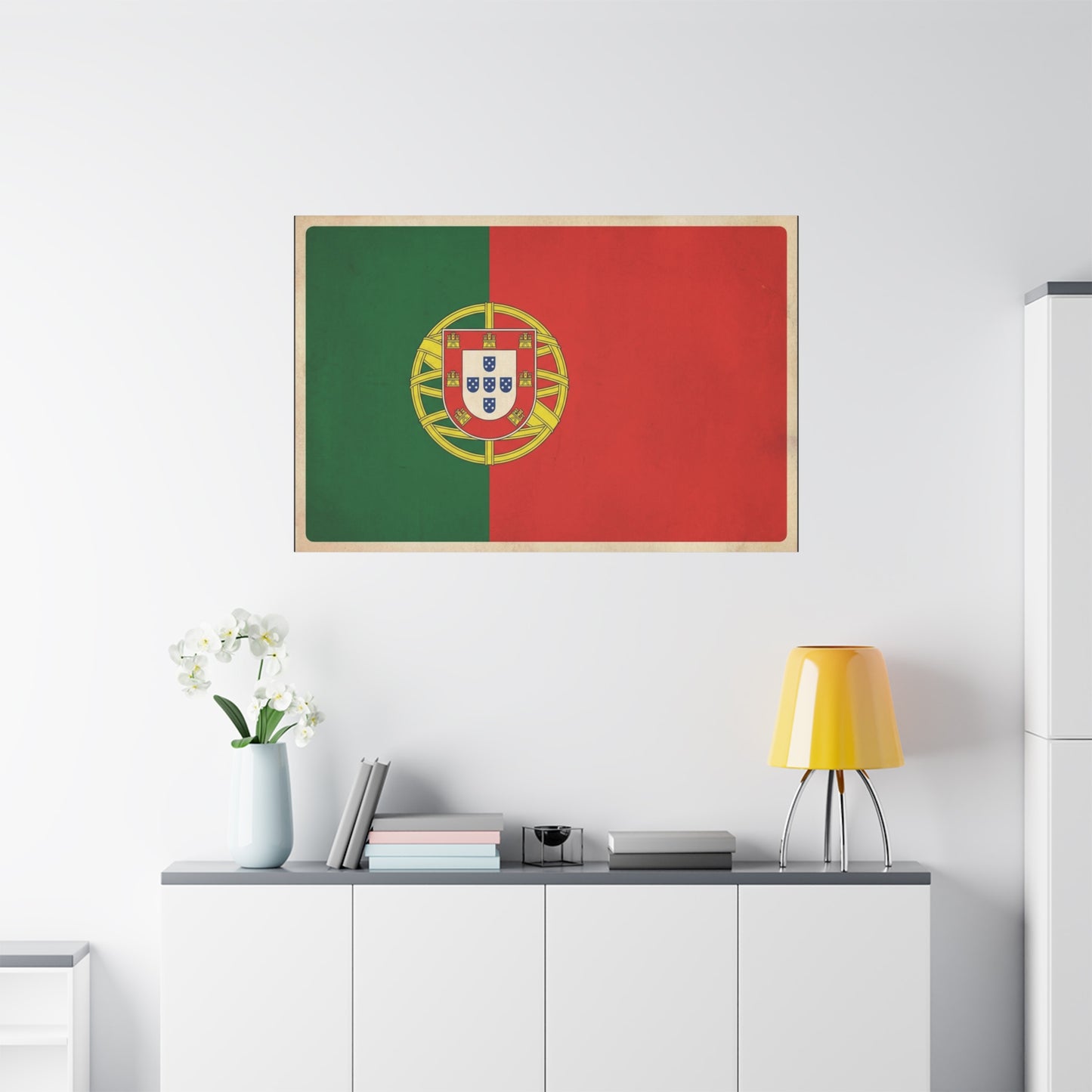 Portugal Flag Canvas Wall Art - Vintage Portuguese Flag Print, Heritage Decor - Matte Cotton Artwork - Traditional Style, Living Room Decoration - Living Room Wall Decor - Bedroom Home Decoration