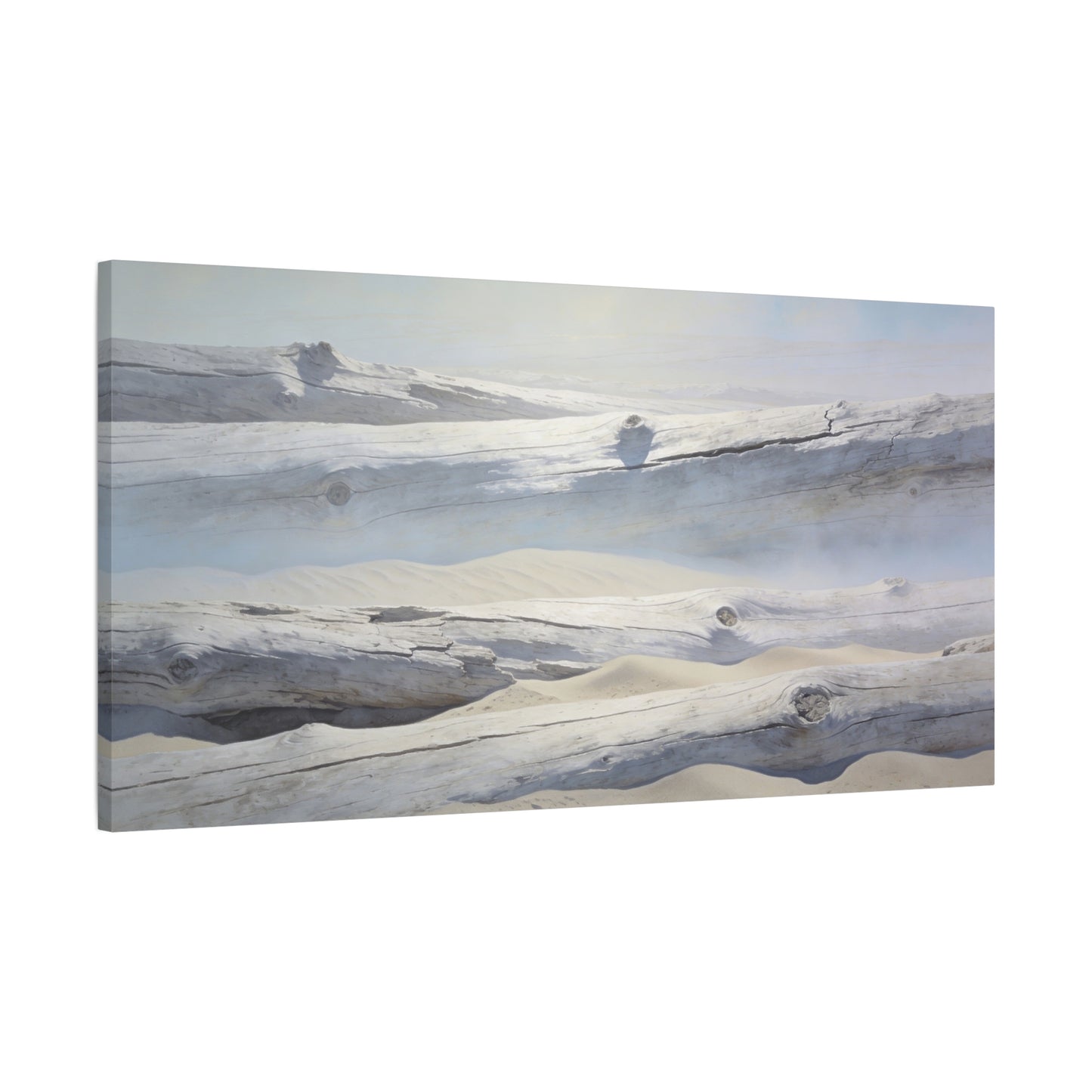 Driftwood Beach Canvas Wall Art - Coastal Sand Dunes Art Print, Soft Blue Beige Neutral Tones - Minimalist Coastal Style - Living Room Wall Decor, Bedroom Home Decoration - Ready to Hang