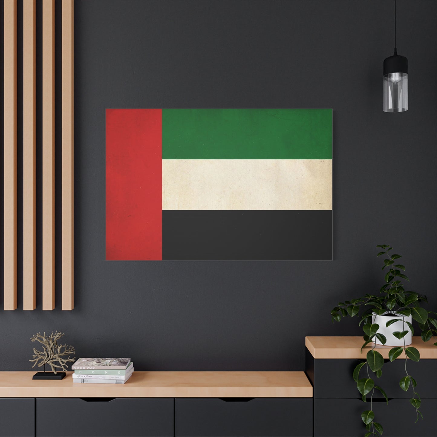 United Arab Emirates Flag Canvas Wall Art - Vintage National Pride Decor, Distressed UAE Banner Print - Patriotic Minimalist Style - Living Room Wall Decor, Office Accent - Bedroom Home Decoration