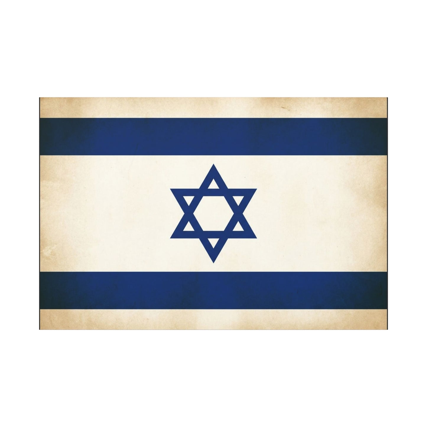Israel Flag Canvas Wall Art - Vintage Blue And White Star Of David Decor - Matte Minimalist Jewish Home Decoration - Living Room Wall Decor, Bedroom Accent - Bedroom Home Decoration - Ready to Hang