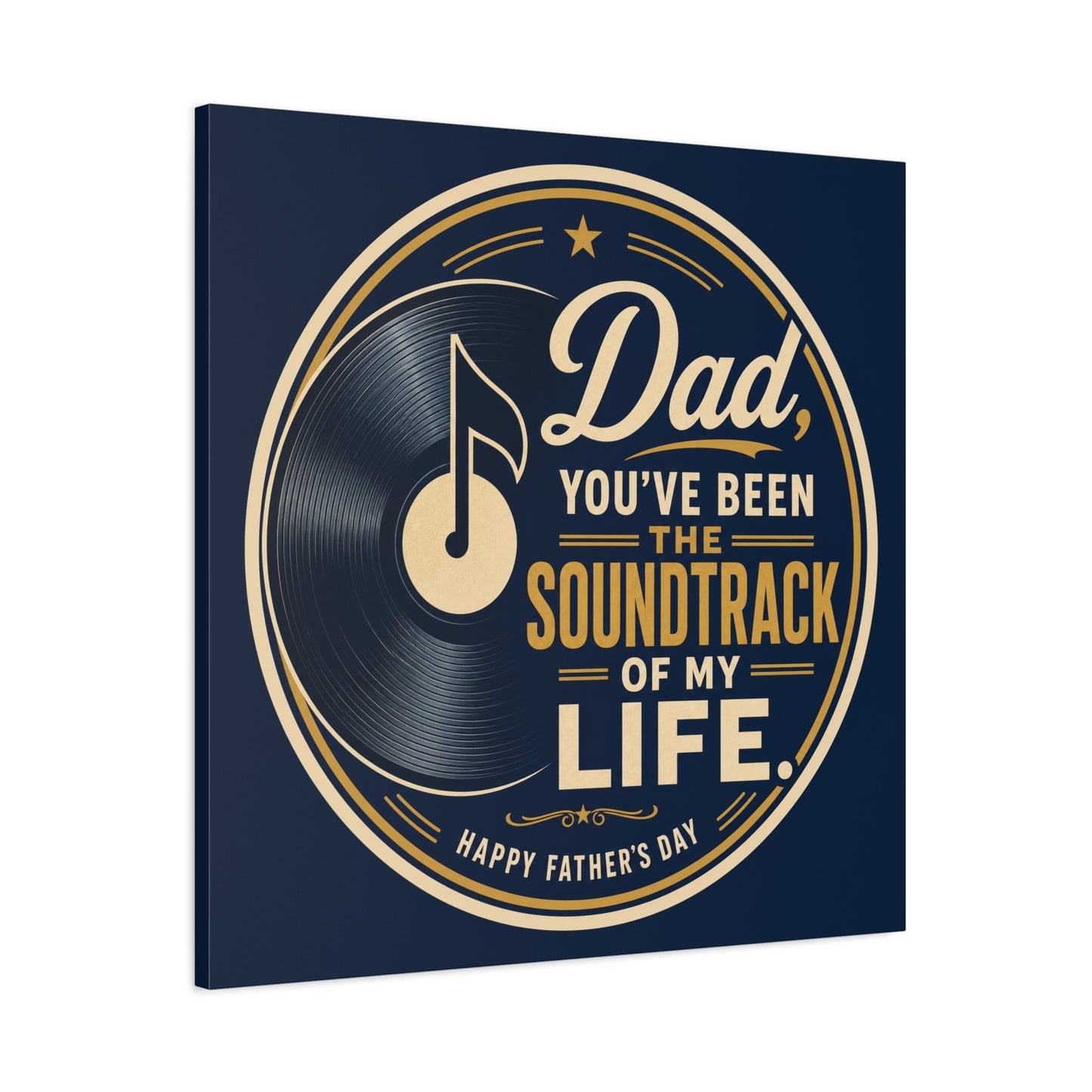"Dad" - Vinyl Record Music Quote Print - Navy Gold Typography Style - Living Room Wall Decor - Ready to Hang